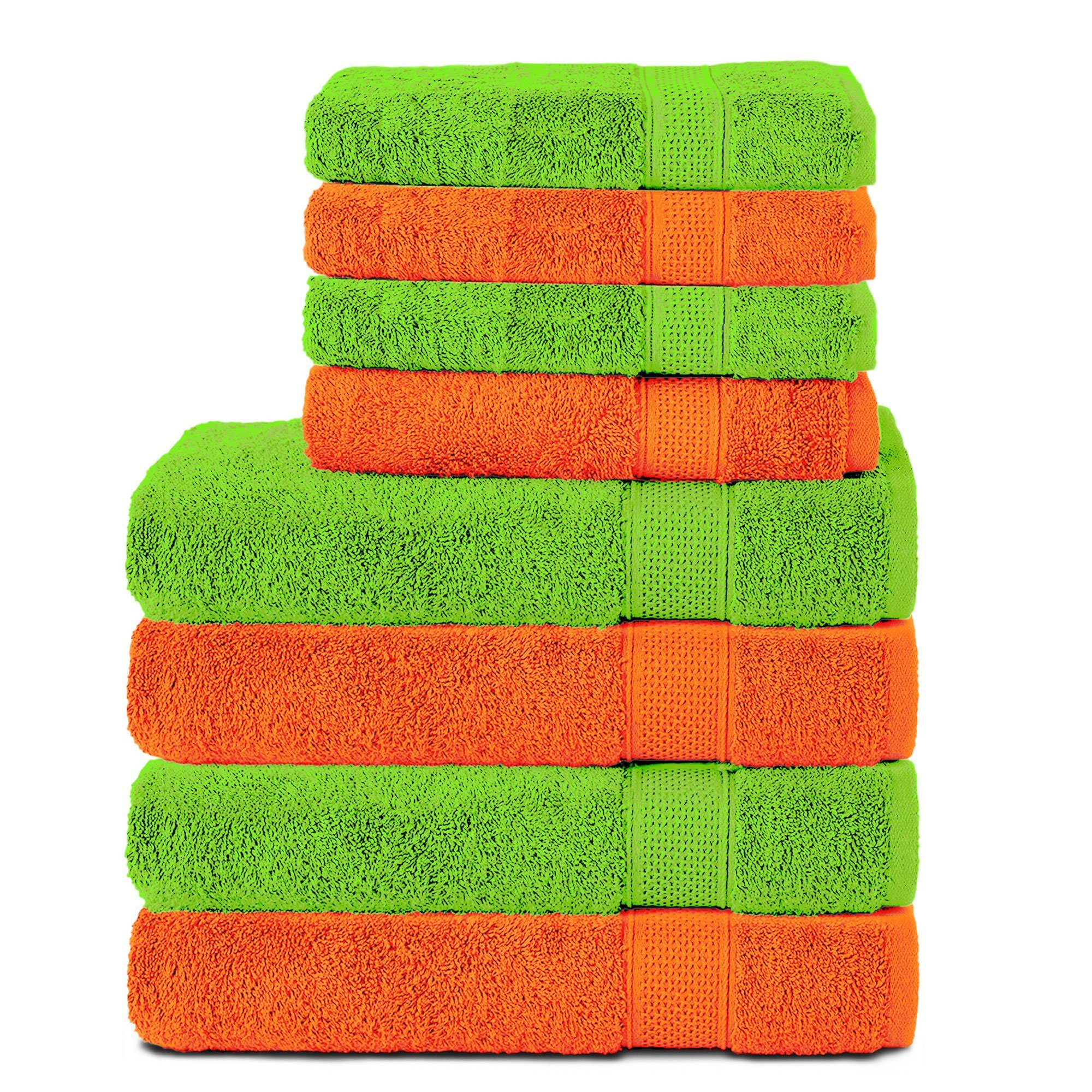 Frottee, Badetücher Orange&Pistaziengrün XXL 4 4 Towel, Handtücher Set Weich, Badehandtuch 50x100 und Handtuch Komfortec 70x140 (Packung, Baumwolle, 8-tlg), 100% Groß cm, & Saunatuch,