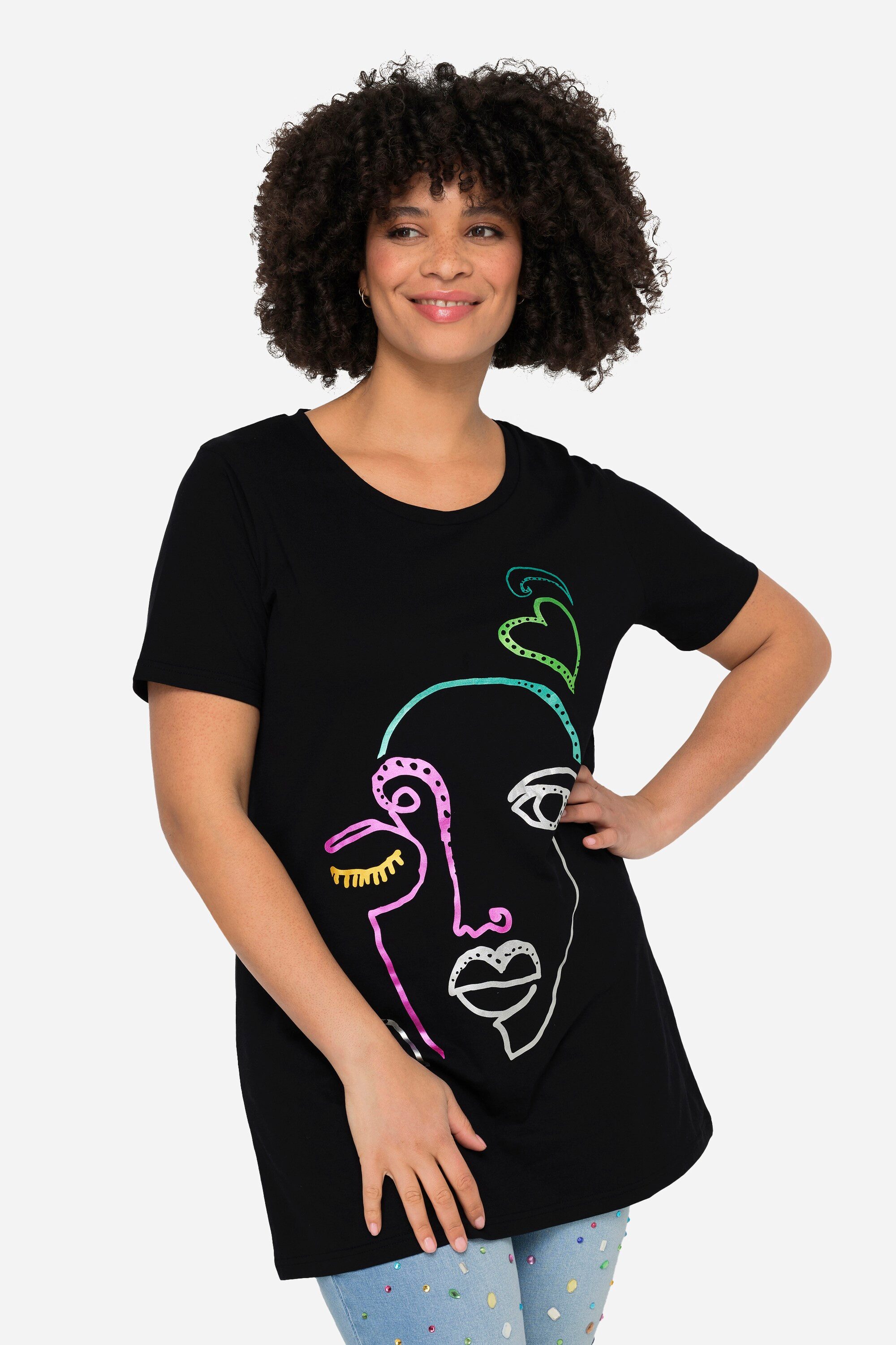 Angel of Style T-Shirt T-Shirt Metallic-Gesichts-Motiv günstig online kaufen