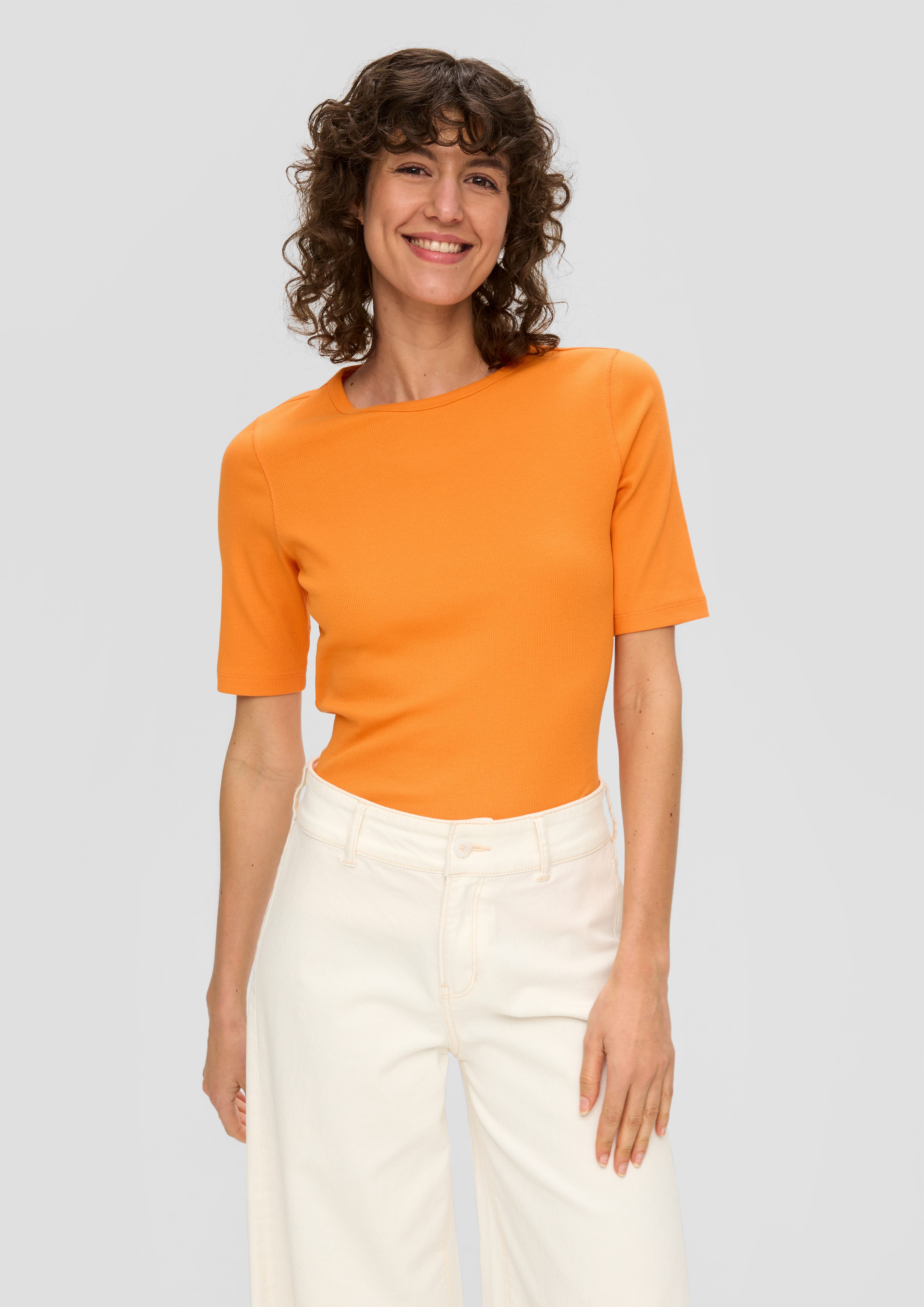 s.Oliver Kurzarmshirt Geripptes T-Shirt im Slim günstig online kaufen