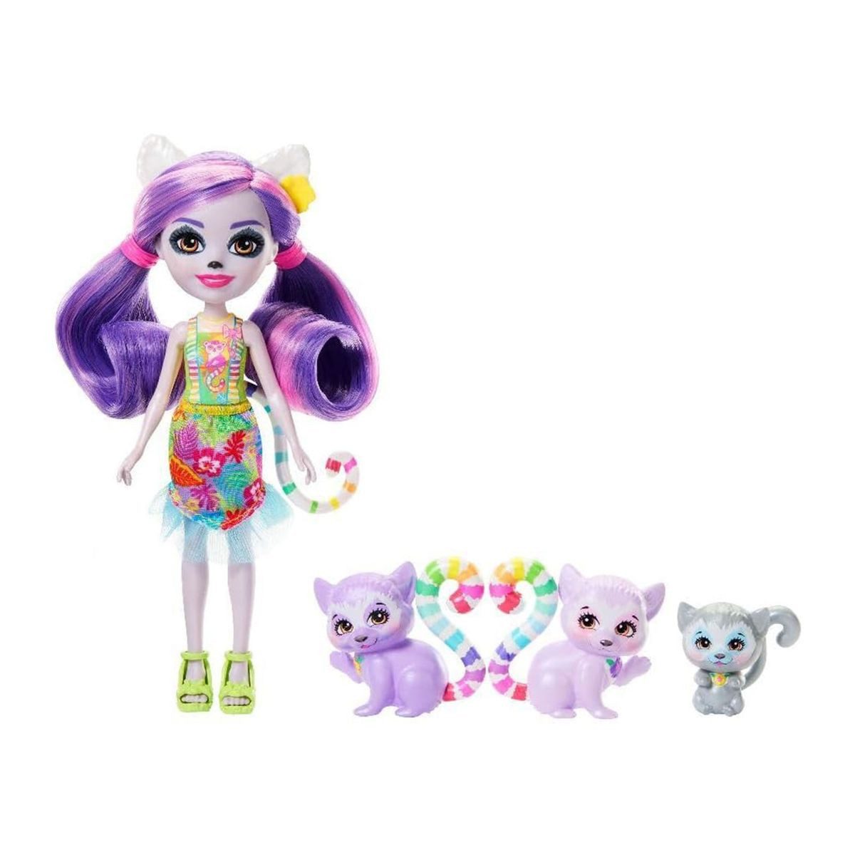 Mattel® Stehpuppe Mattel HRX86 - Enchantimals - Sunshine Beach - Lorinda Lemur Familie