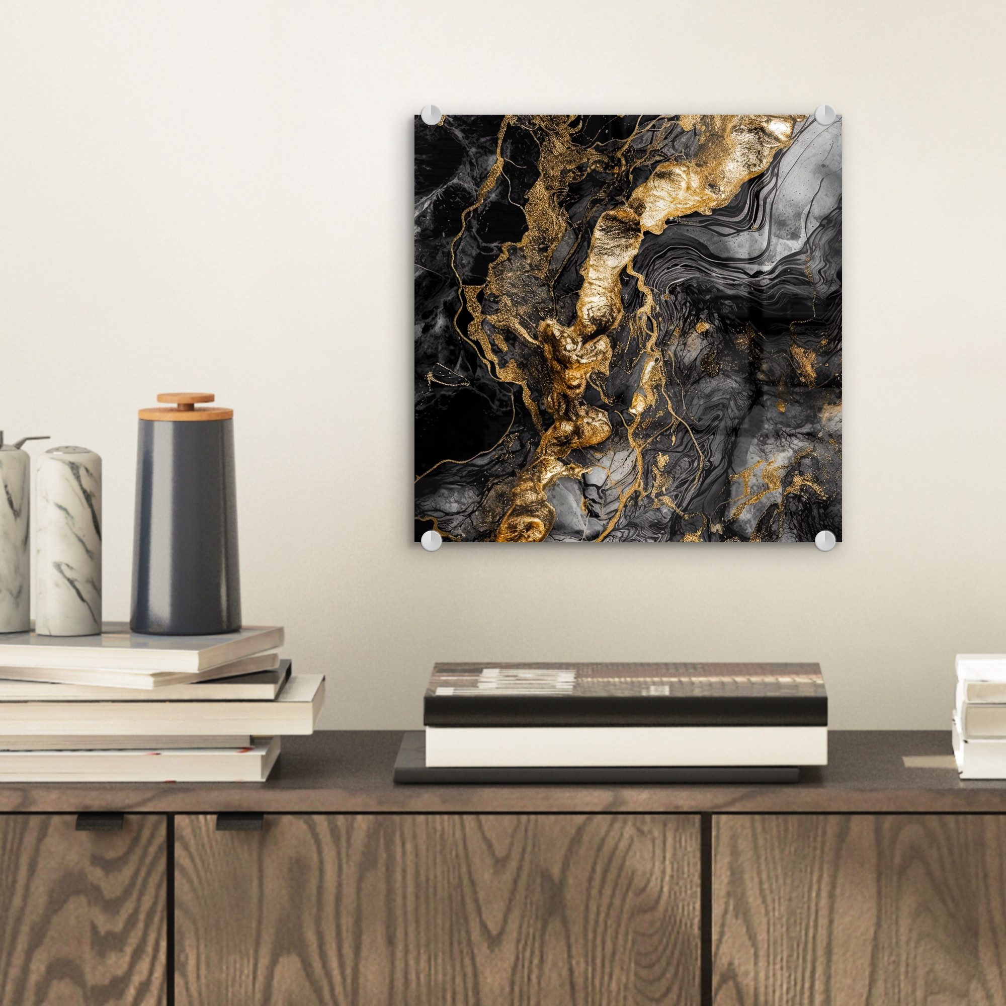 MuchoWow Acrylglasbild Marmor - Schwarz - günstig online kaufen