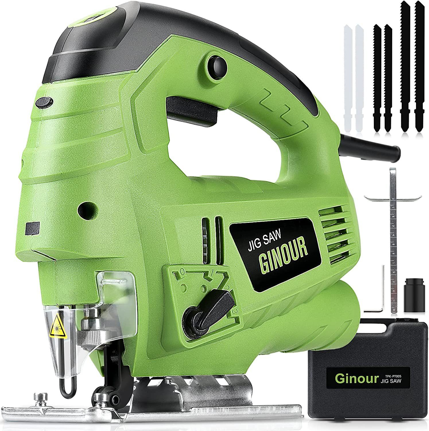 Ginour Stichsäge Ginour 800W elektrische Stichsäge mit 7 variablen Geschwindigkeiten