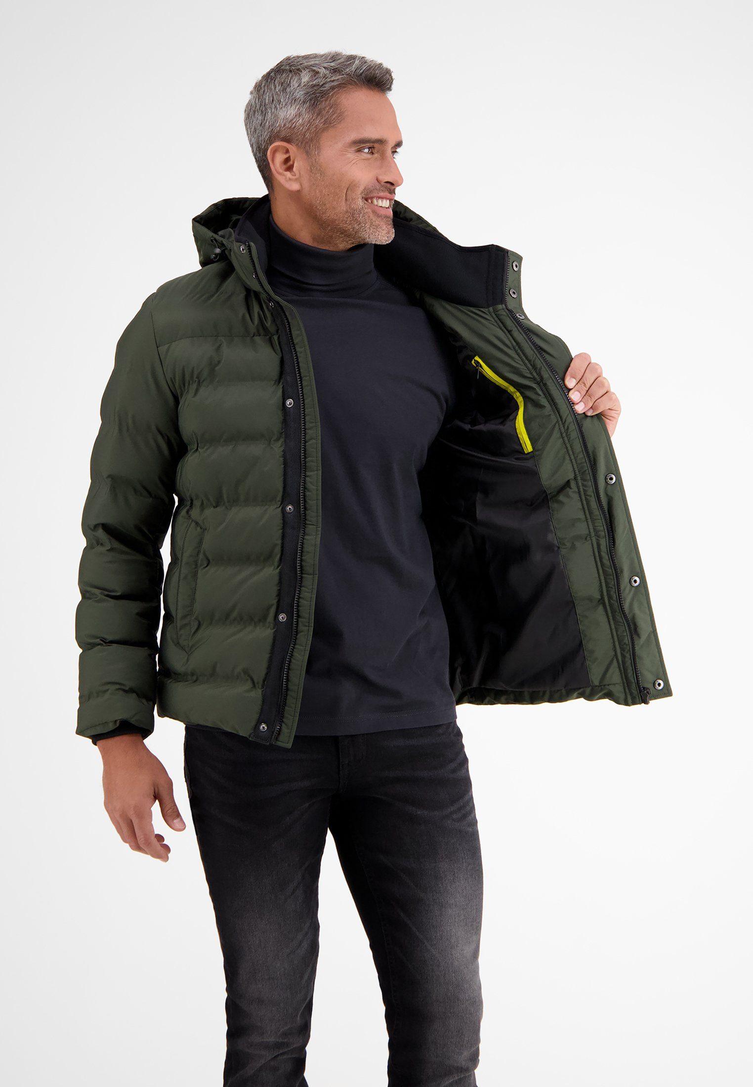 LERROS Blouson LERROS Steppblouson mit Kapuze DARK MOSS