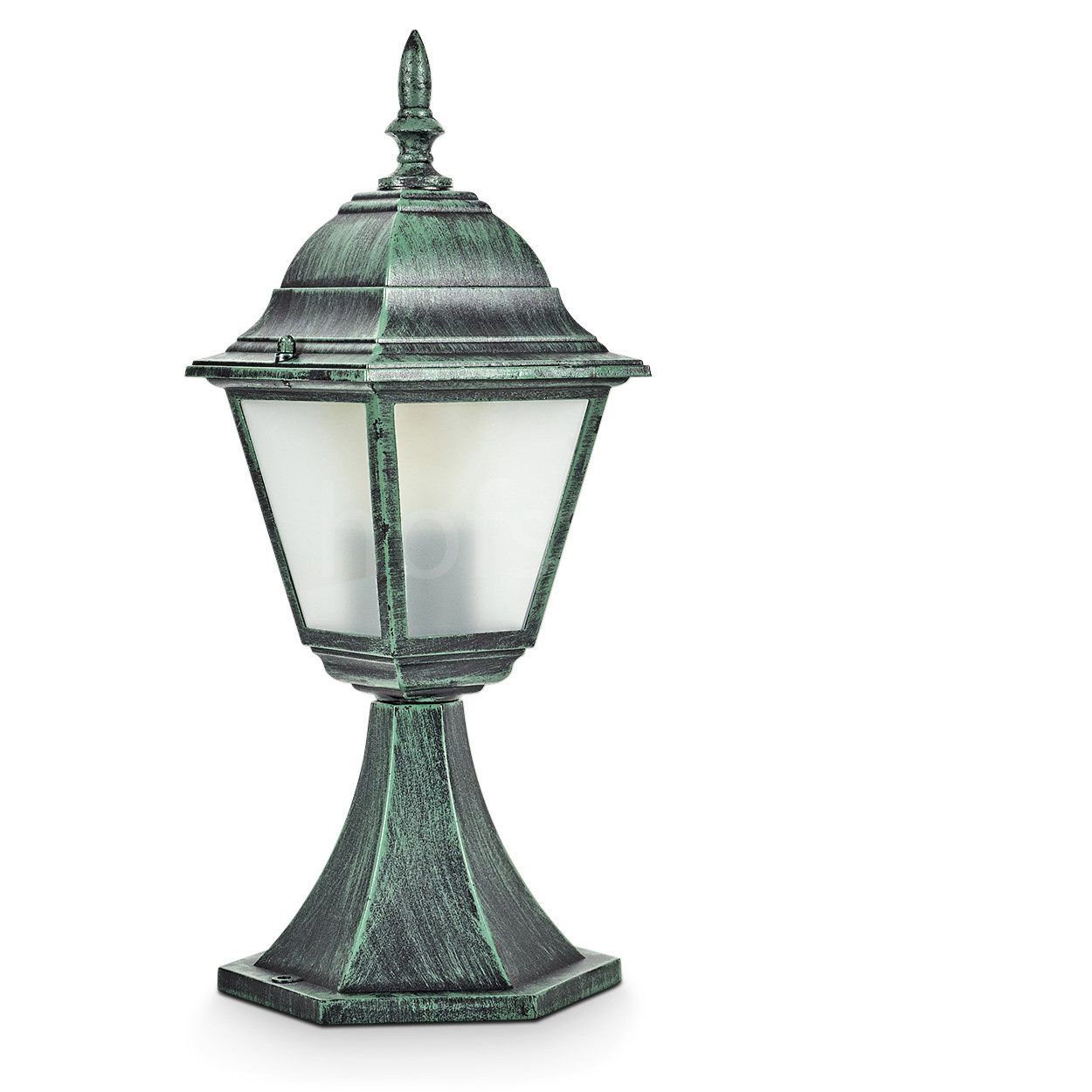 hofstein Pollerleuchte Sockelleuchte aus Metall/Glas in Schwarz-Grün/Milchglas, ohne Leuchtmittel, Wegeleuchte, Gartenbeleuchtung IP44, 1x E27, ohne Leuchtmittel