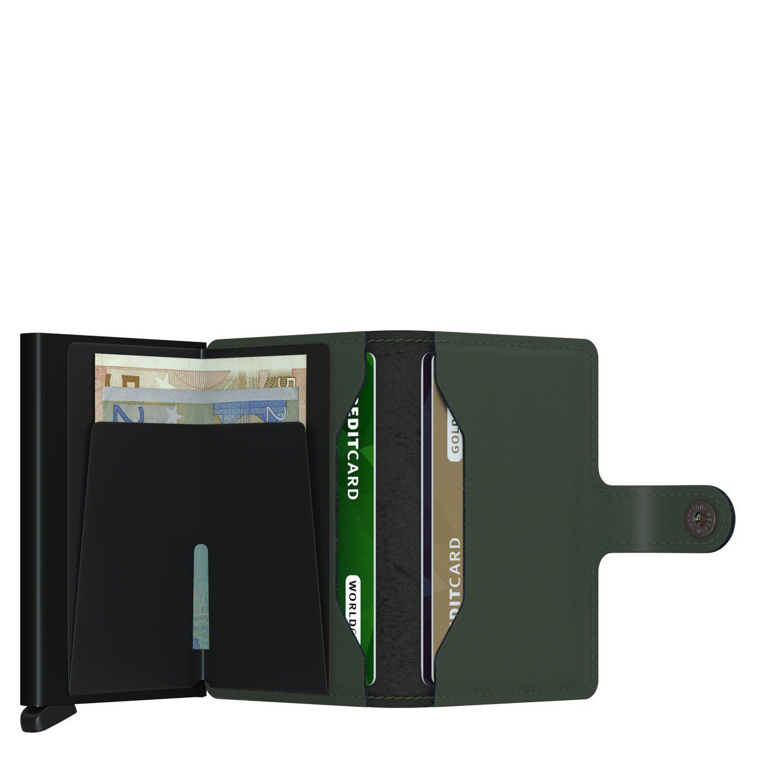 SECRID Geldbörse green-black RFID (1-tlg) 6.5 - Matte cm Geldbörse Miniwallet