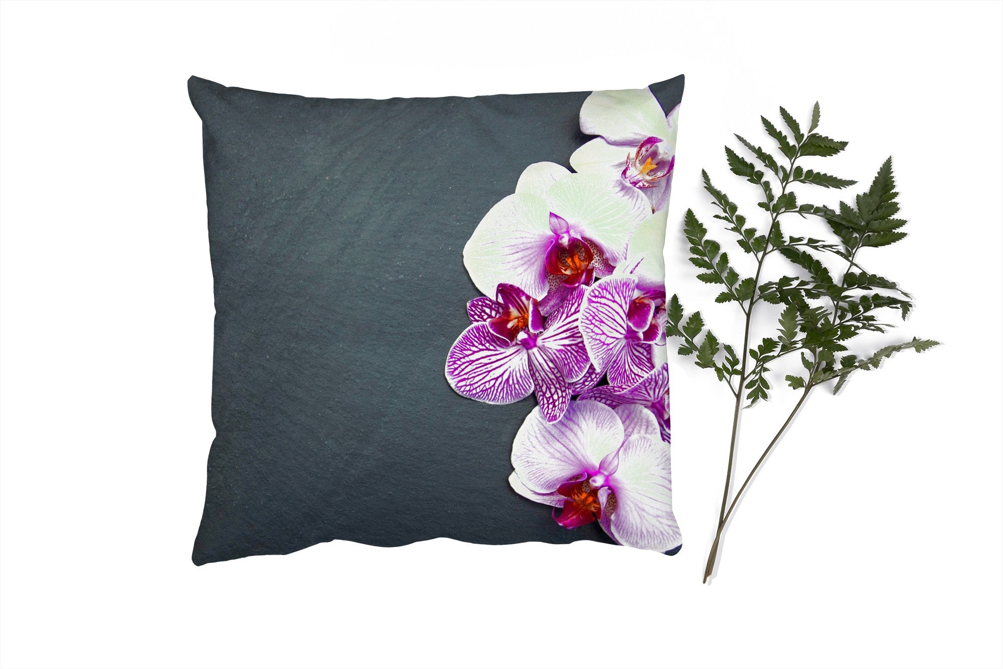 MuchoWow Dekokissen Orchidee - Blumen - Rosa - Flora, Zierkissen mit Füllung für Wohzimmer, Schlafzimmer, Deko, Sofakissen