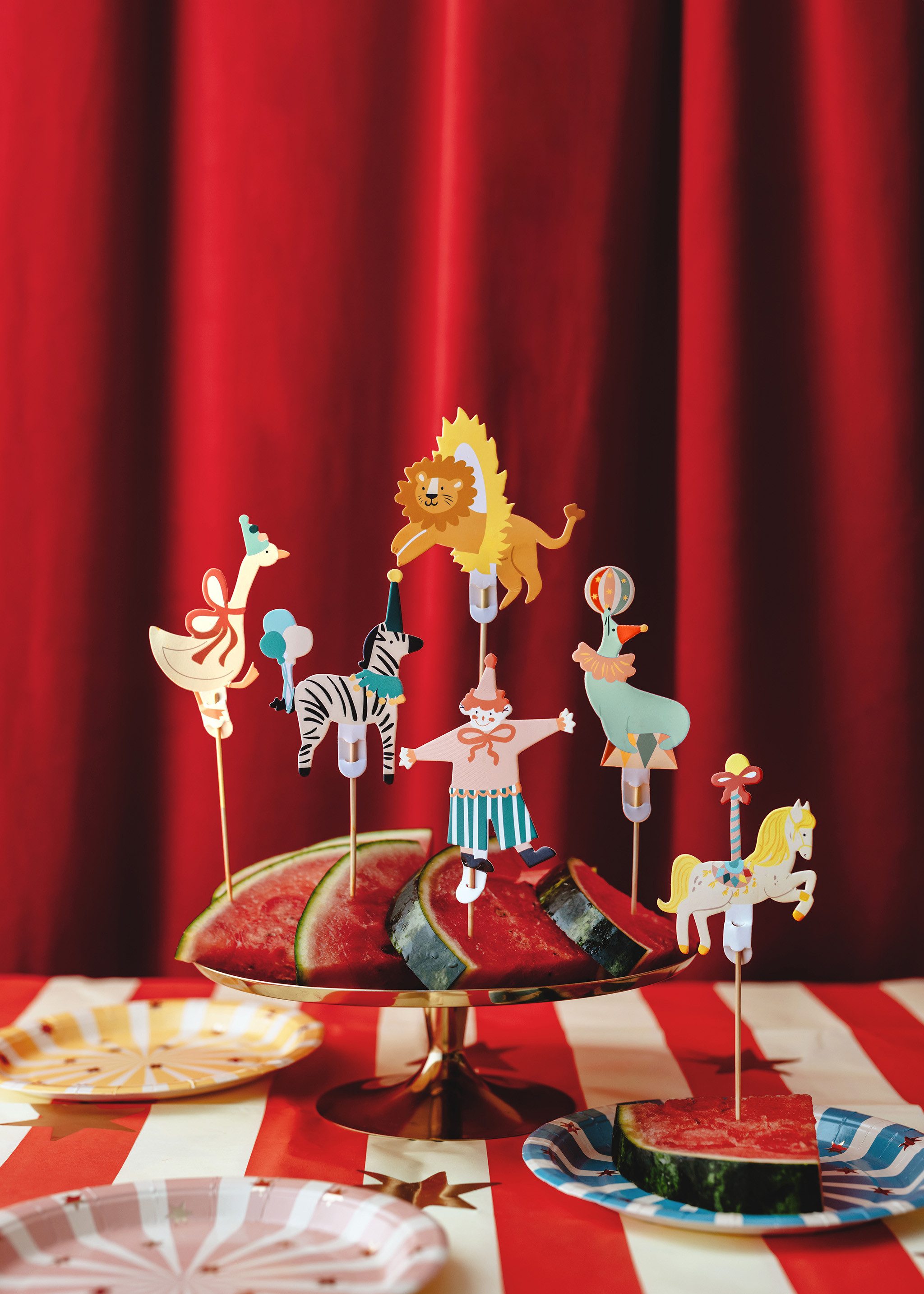 partydeco Tortenstecker, Cake Topper Zirkus 9 - 11,5cm 6er Set
