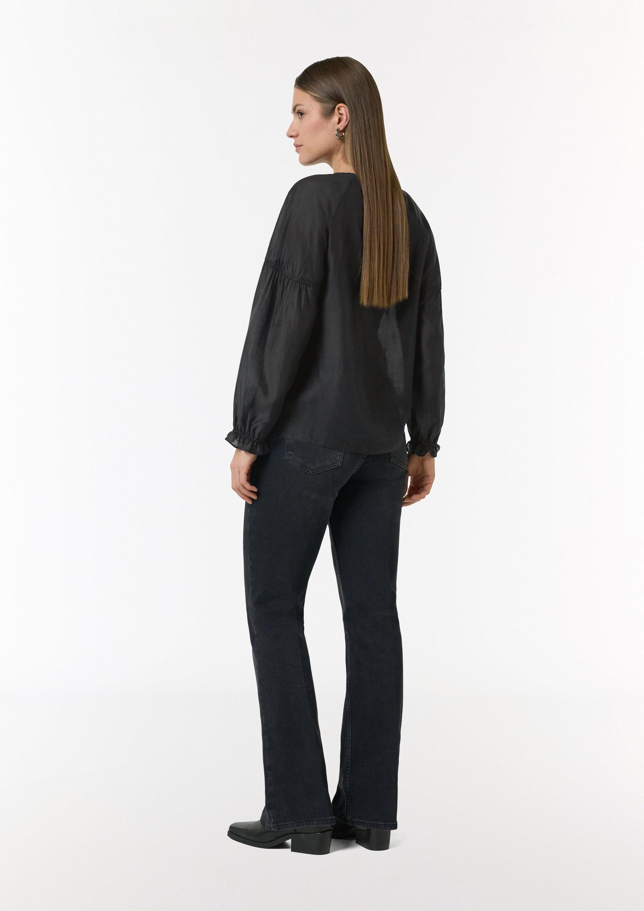 comma Langarmbluse Bluse Leicht transparente Raglan-Bluse mit Ärmel-Detail