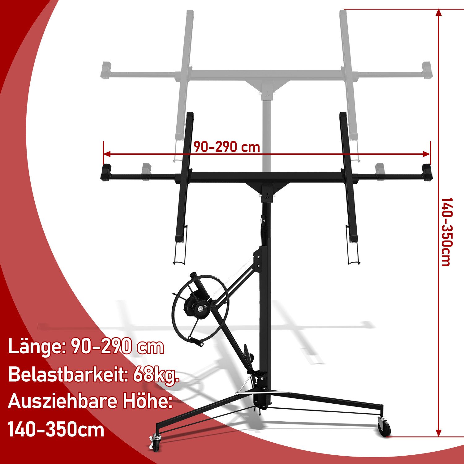 Clanmacy Plattenheber Plattenheber Plattenlift Rigipsplatte Montagehilfe XXL Panelheber, -] – Bild 3 von 4