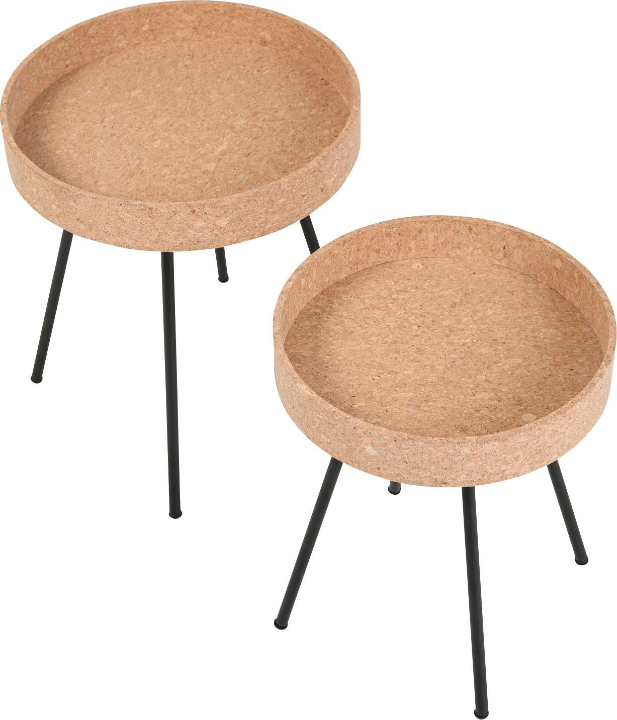 MÖBILIA Beistelltisch (Set, 2-St), Tischplatten aus Kork