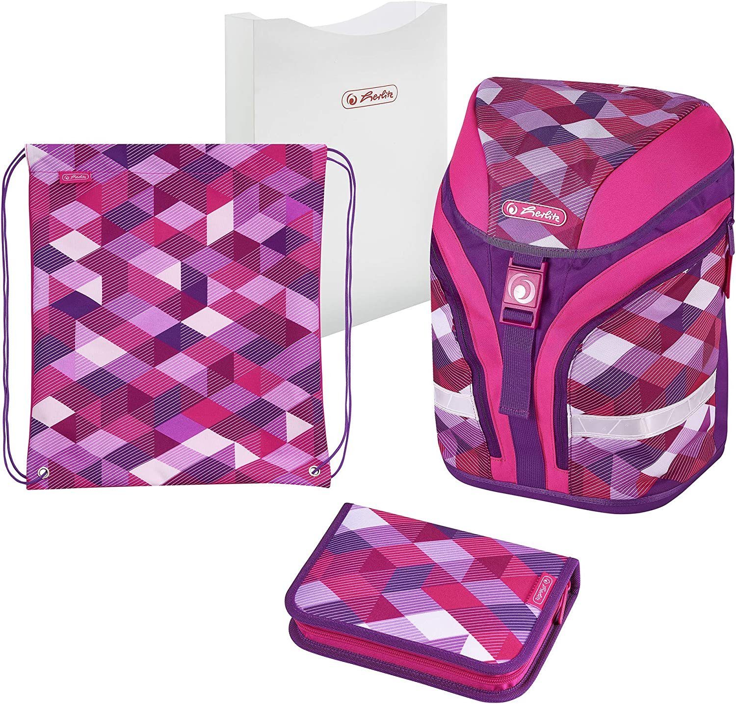 Herlitz Schulranzen herlitz Schulrucksack Motion Plus "Pink Cubes"