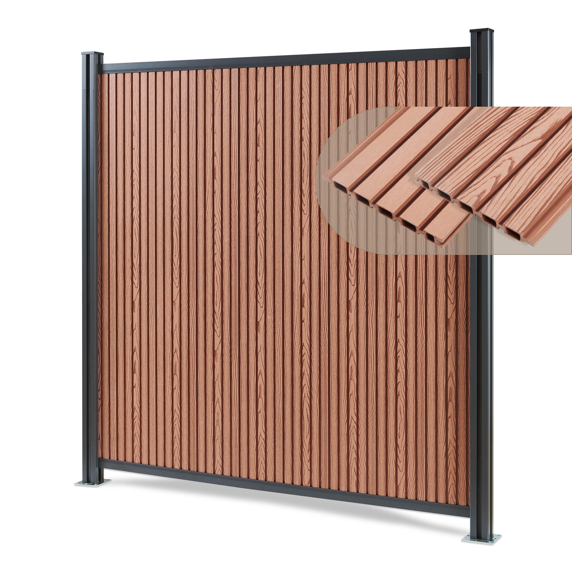 neu.holz Gartenzaun, »Grassano« mit 2 Pfosten Startermodul 185 x 180 cm WPC Braun