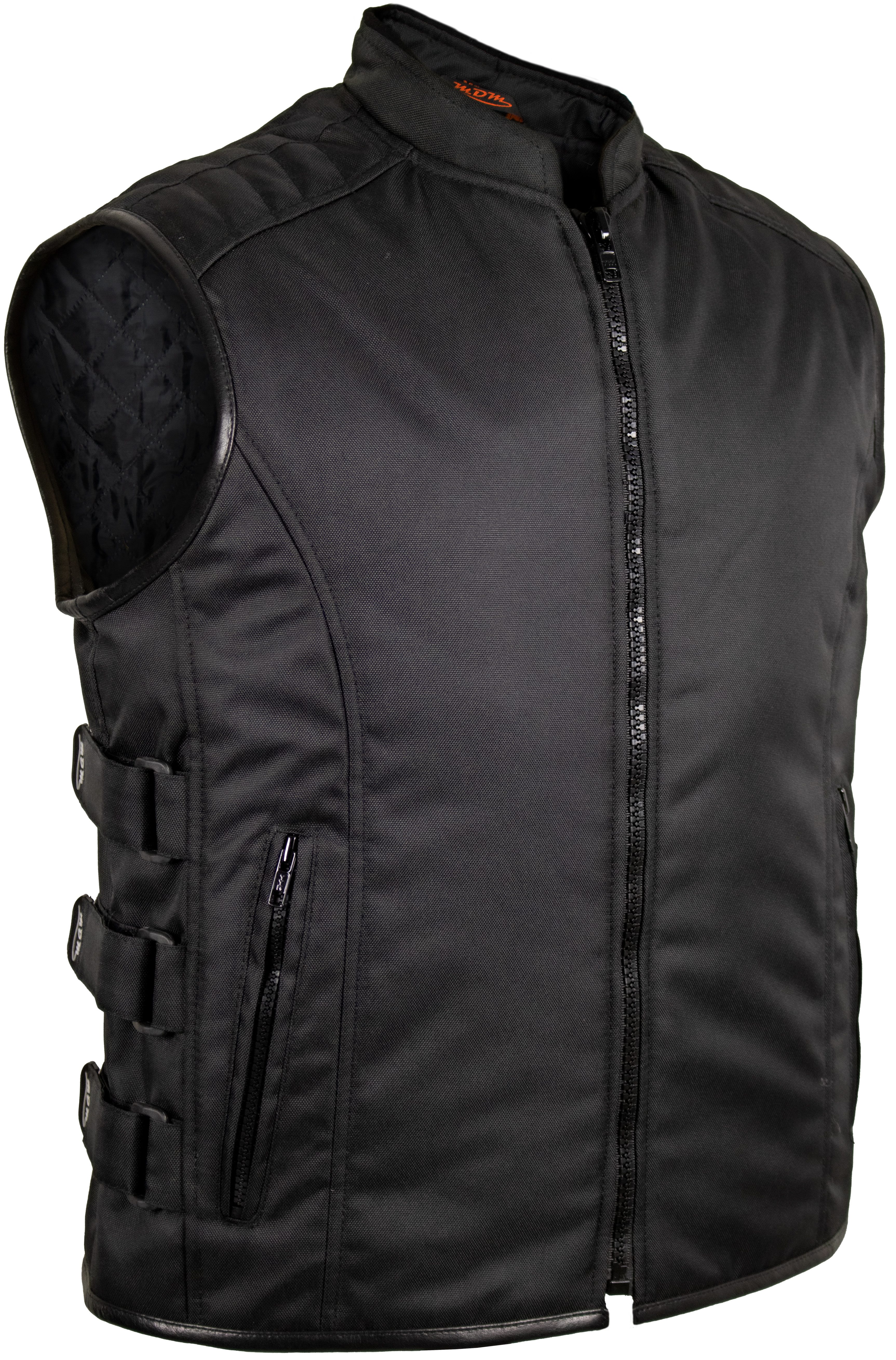 MDM Motorradweste Textil Biker Motorradweste mit Klettverschlüssen in schwarz Leichte Sommer Biker Weste im SWAT Stil