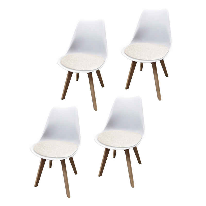 HTI-Living Esszimmerstuhl Esszimmerstuhl 4er Set Weiß mit Kunstledersitz (Set, 4 St), Küchenstuhl mit Kunststoffschale und Kunstledersitzfläche