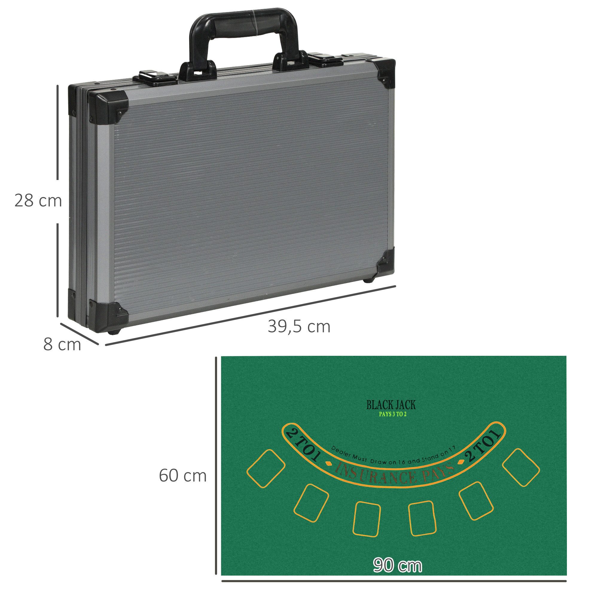 FANNOU Spiel Pokerkoffer Pokerset, Poker Komplett Set mit 400 Chips, 2 Kartendecks, 5 Würfeln, Dealer-Scheibe, Spielmatte, Aluminiumkoffer