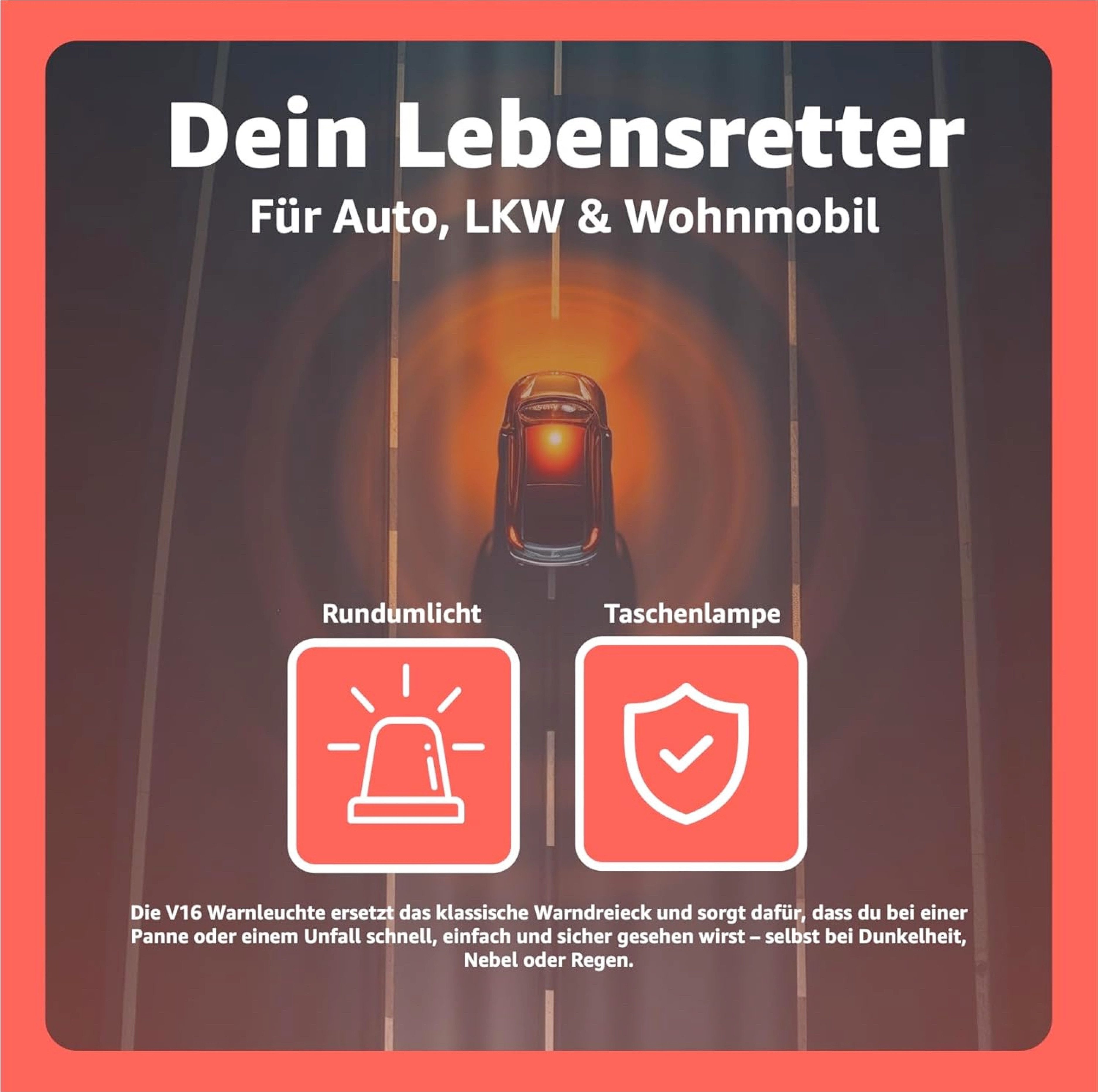 POWR Car Erste-Hilfe-Set 3-in-1-Pannenset mit V16-LED-Warnleuchte, Warnweste und Verbandkasten, (Set, 1 St) – Bild 4 von 5