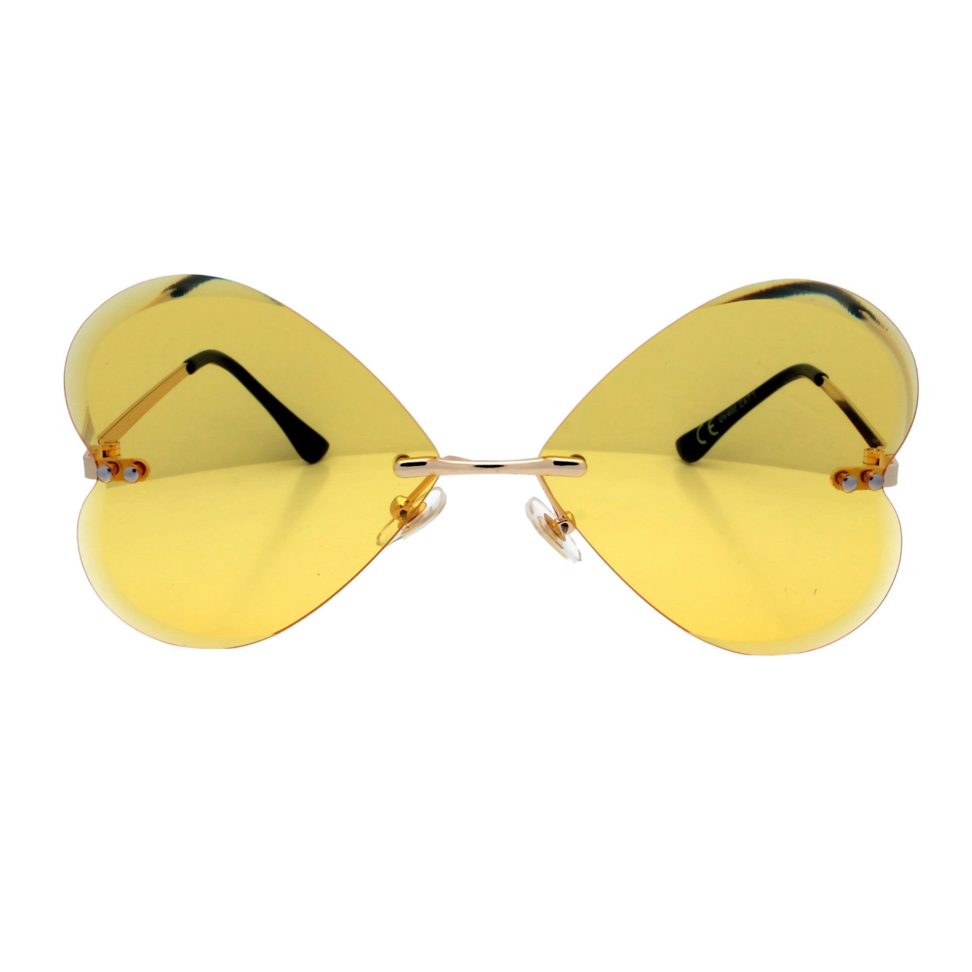 LUXXADA Sonnenbrille (Große Damen Festivalbrille) Gelb Lila Rosa Getönte Gläser in Herzform