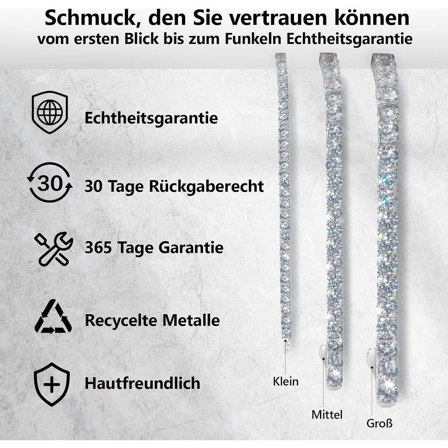 LuxusKollektion Tennisarmband Tennisarmband für Damen 14K Weißgold beschichtet Zirkonia Kristall