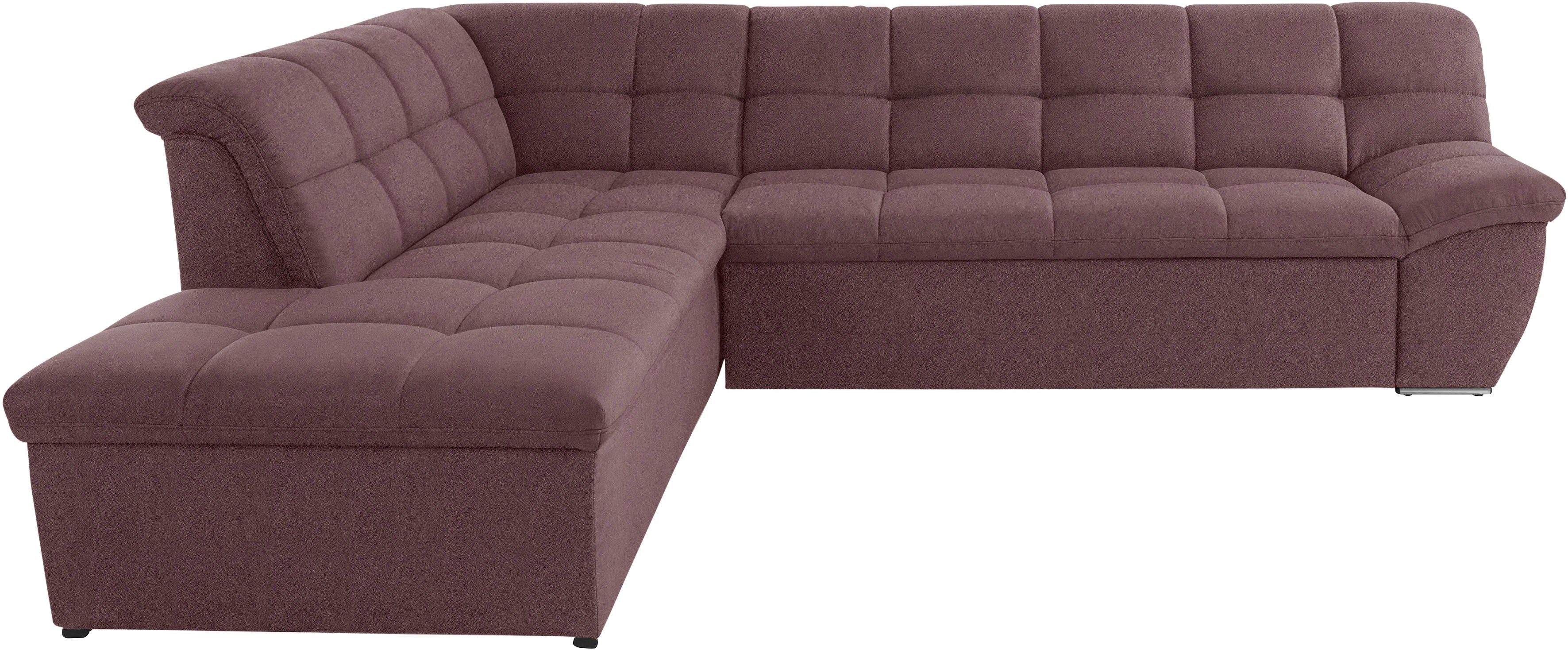 DOMO collection Ecksofa Lagoa, moderne Sitzheftung, bequem und komfortabel, L-Form, wahlweise mit Bettfunktion, frei im Raum stellbar, große Farbvielfalt