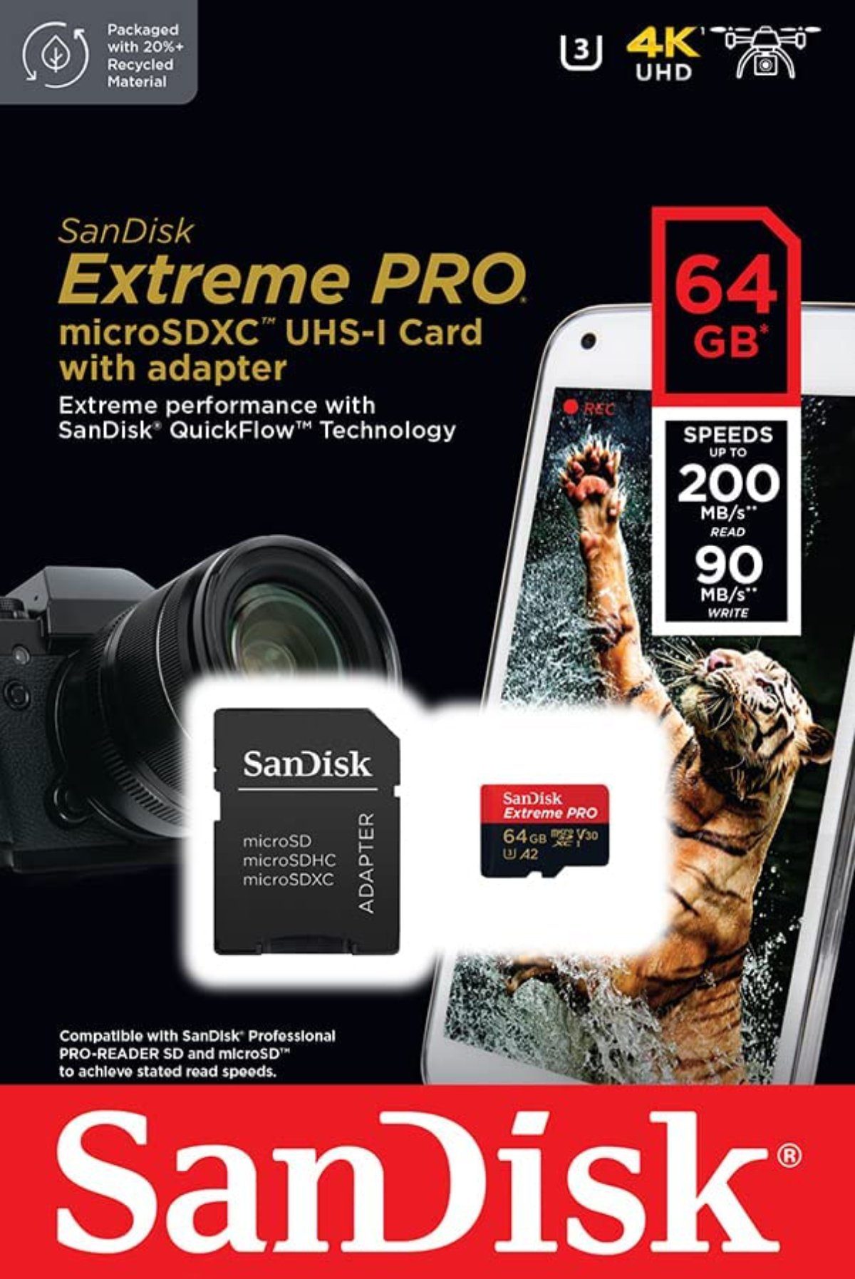 Sandisk Extreme Pro 4K microSD 4K Memory Card 32GB 64GB 128GB 256GB 512GB 1TB Speicherkarte (64 GB)