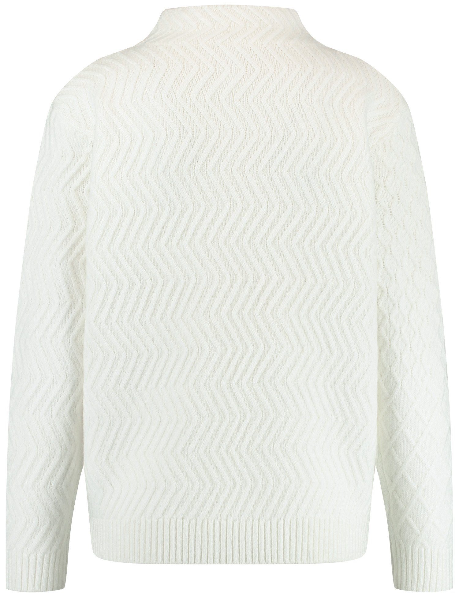 GERRY WEBER Rundhalspullover Pullover Turtleneck Strick-Muster mit Off-white und