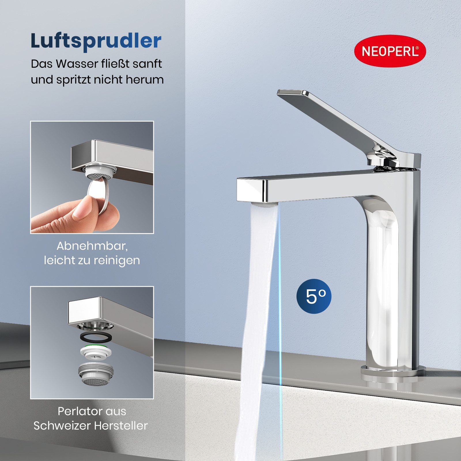 EMKE Waschtischarmatur Badezimmer Mischbatterien Einhebel Wasserhahn für Aufsatzbecken Kupfer (Mischbatterie) Höhe 12,5 cm, mit heißes und kaltes Wasser, chrom/Schwarz/Rose Gold/Weiß
