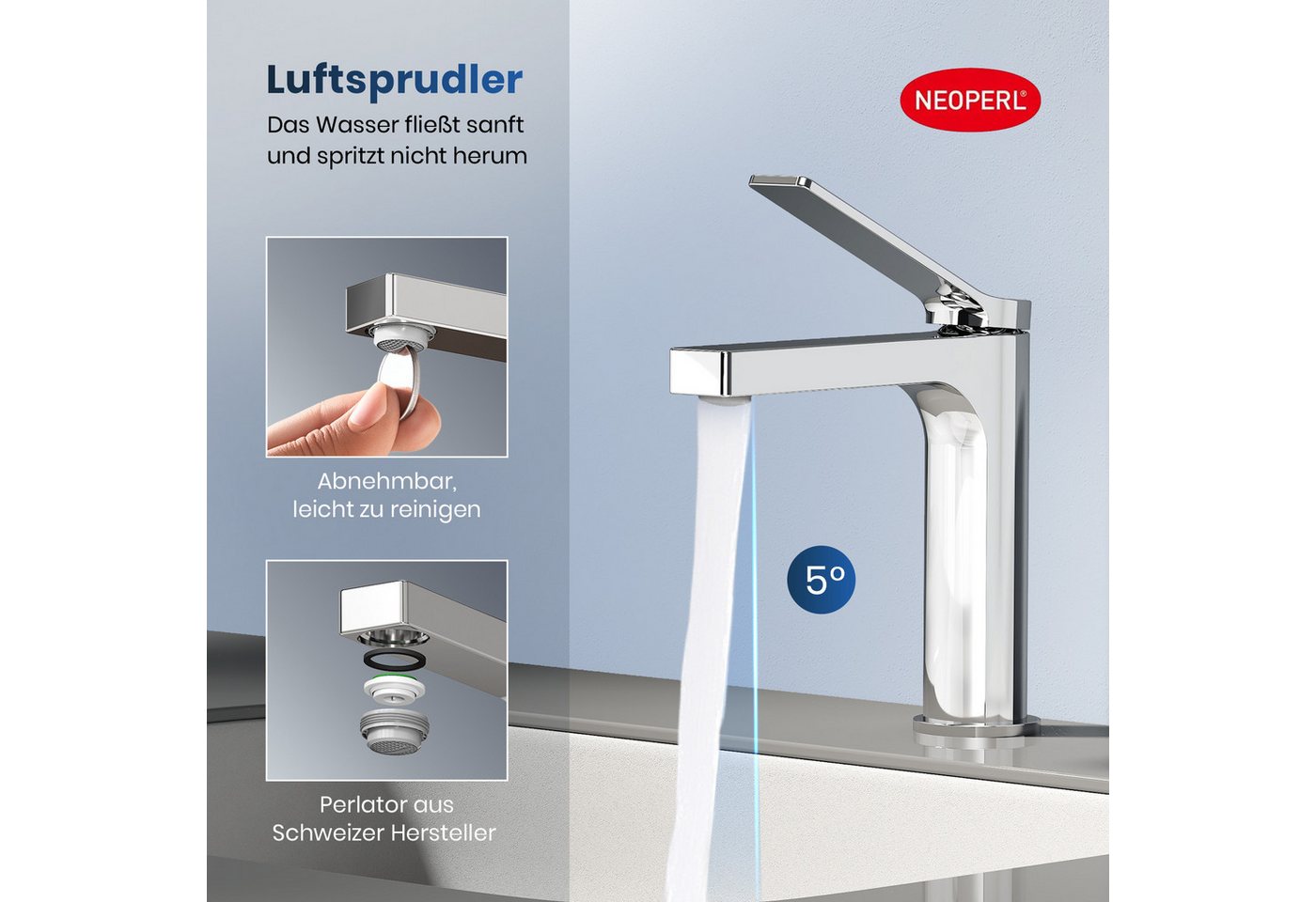 Thumbnail - EMKE Waschtischarmatur Badezimmer Mischbatterien Einhebel Wasserhahn für Aufsatzbecken Kupfer (Mischbatterie) Höhe 12,5 ...