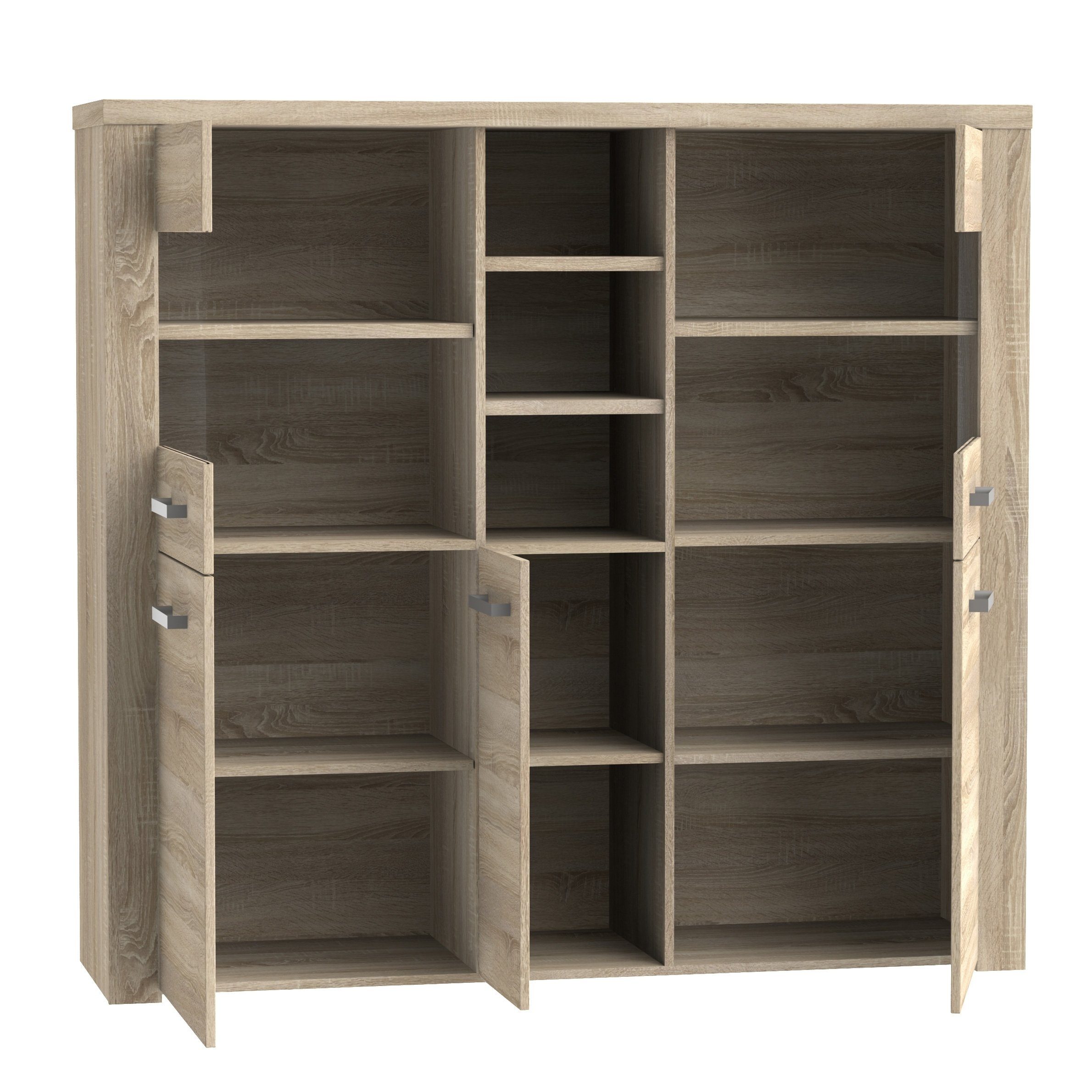 Newroom Vitrine 'Sonoma Eiche' – 146x137x41 Cm, Glasvitrine Mit Regal, Moderner Schrank
