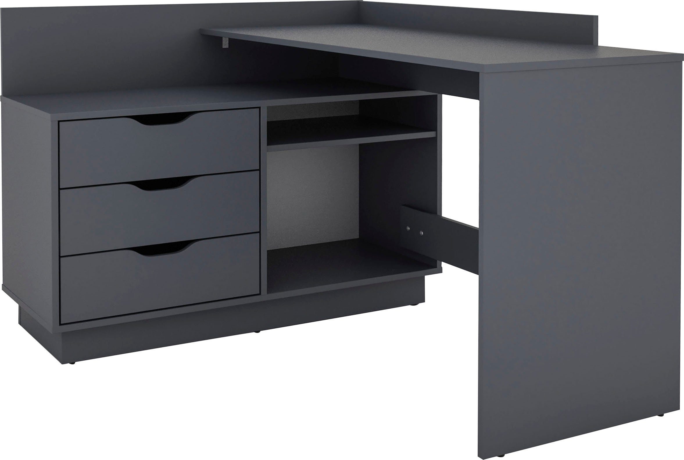 byLIVING Eckschreibtisch Bern, mit viel Stauraum, Breite 129 cm, rechts ode günstig online kaufen