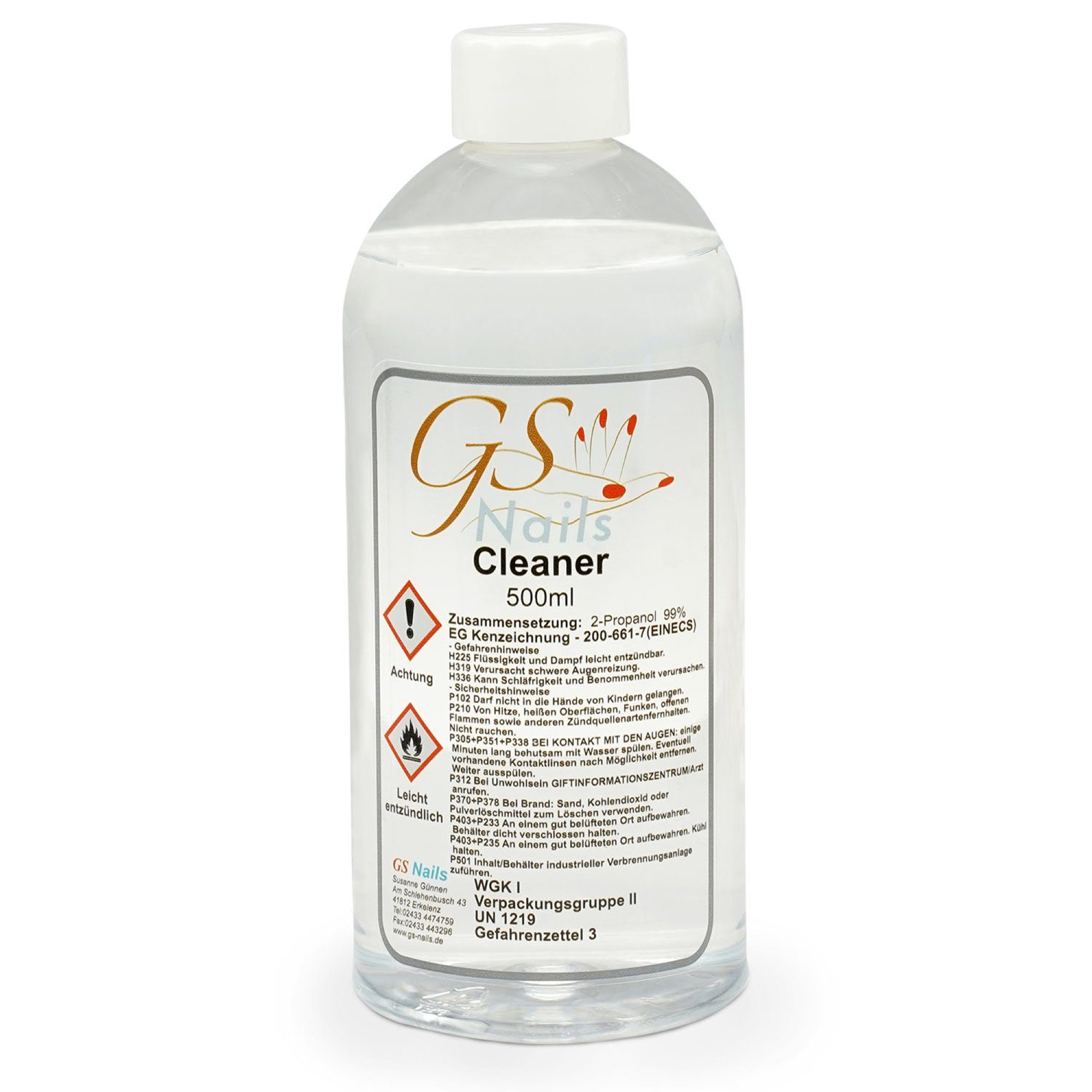 GS-Nails Nageldesign Zubehör Nagel-Cleaner - Klar 500ml - zum Reinigen & Entfetten