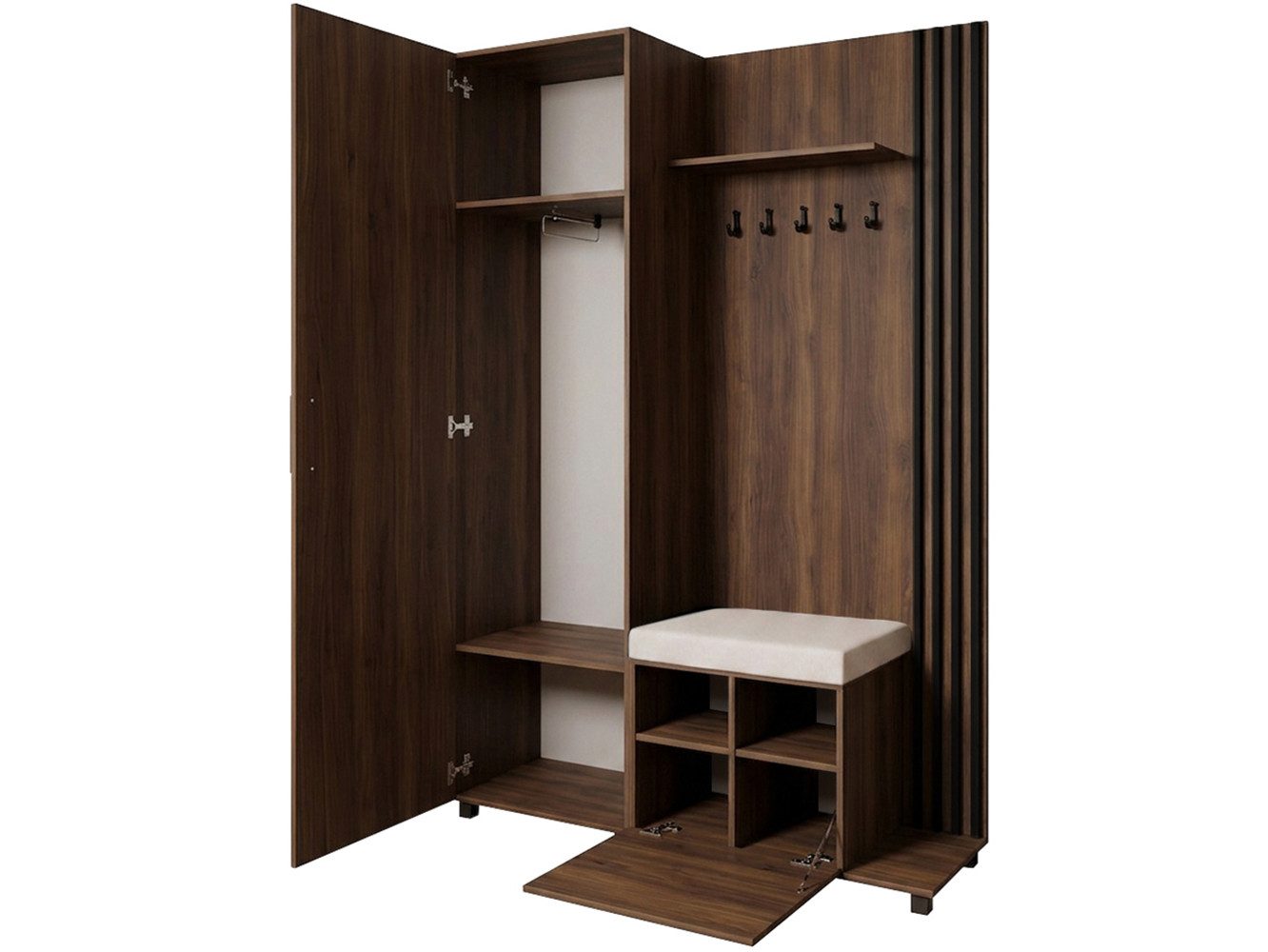 Beautysofa Garderoben-Set Livia – Design, Funktion und Ordnung in Perfektion, (Geräumiger Schuhschrank, mit praktischer Kleiderstange) – Bild 3 von 5