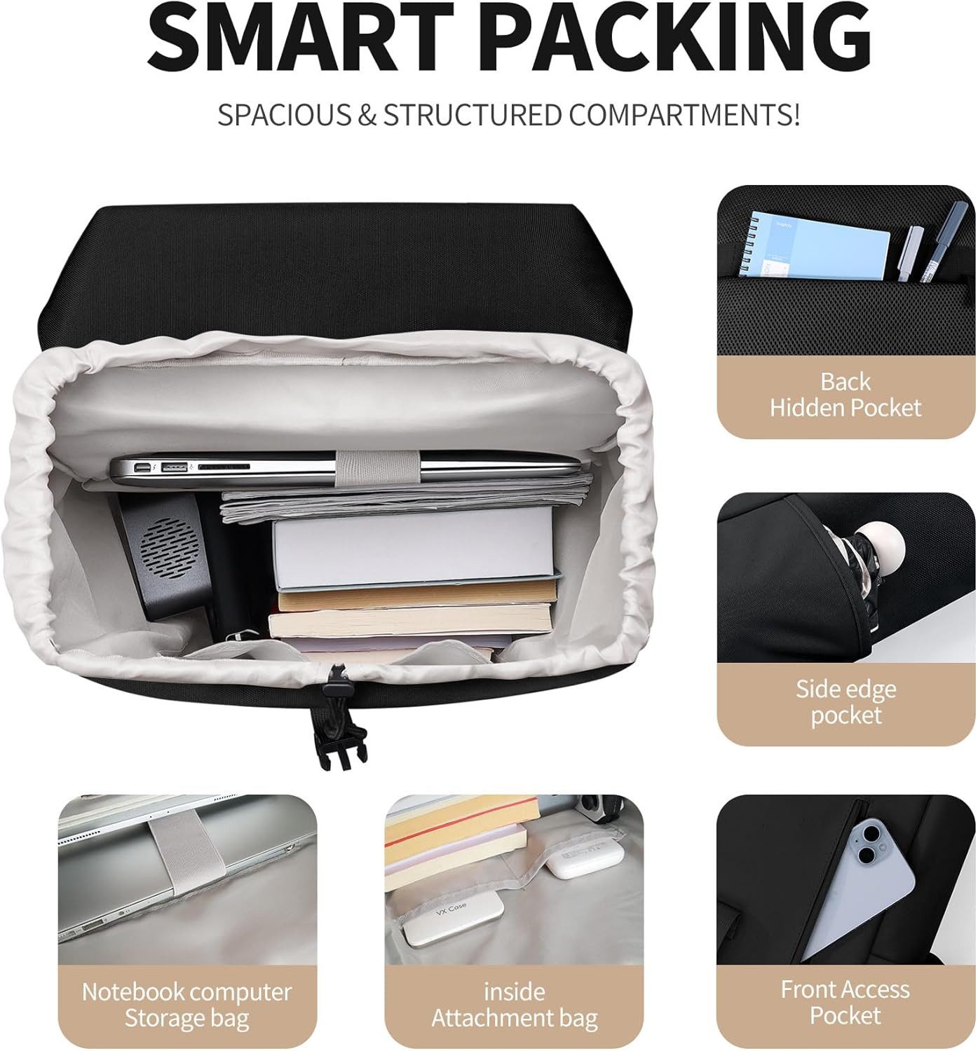 LA CUTE Rucksack Tasche Reise Business-Rucksack Wasserdicht mit großem Stauraum (Laptop-Rucksack-Set: Wasserdicht, mit Laptopfach, ideal für Reisen., Wasserdichter Laptop-Rucksack mit reflektirenden Streifen), Wasserdichter, geräumiger Rucksack große Öffnung einfachen Zugriff