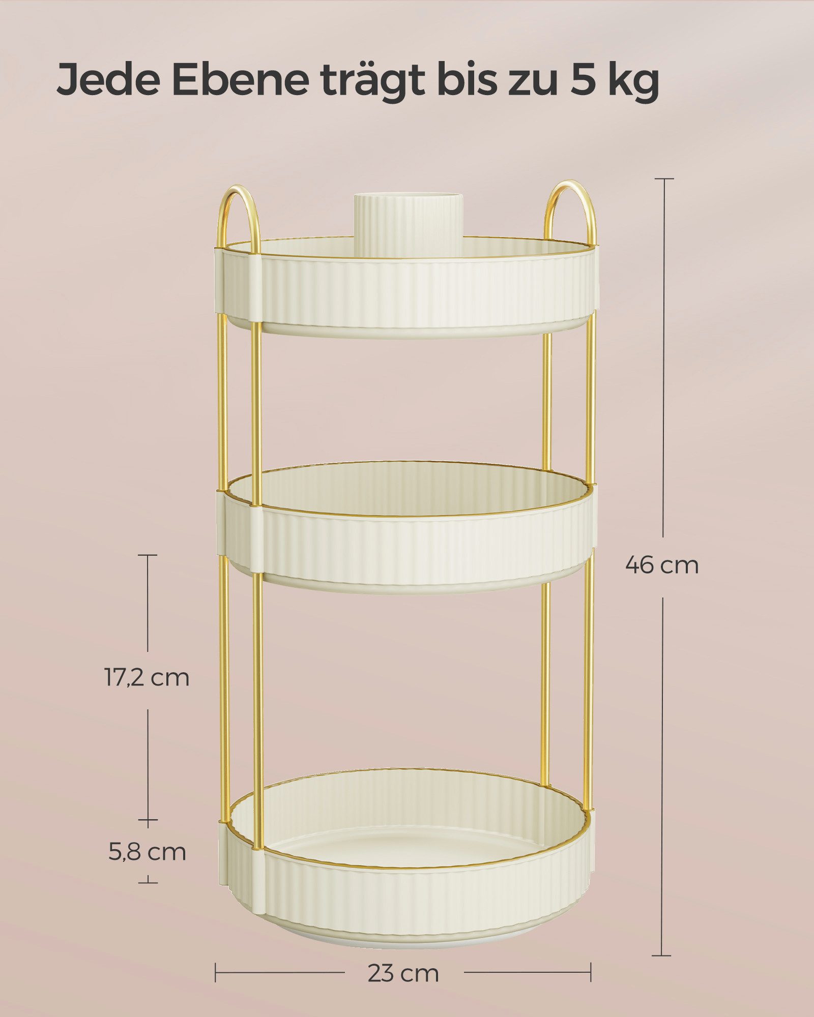 SONGMICS Make-Up Organizer drehbar, Kosmetik-Organizer rund, 360° Drehbarer, Kosmetik Aufbewahrung, Geschenkidee