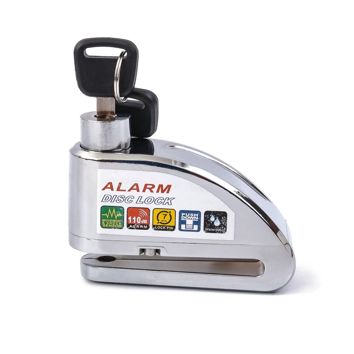 Tourtecs Bremsscheibenschloss Motorrad Bremsscheibenschloss Alarm + Erinnerungskabel # 110dB chrom