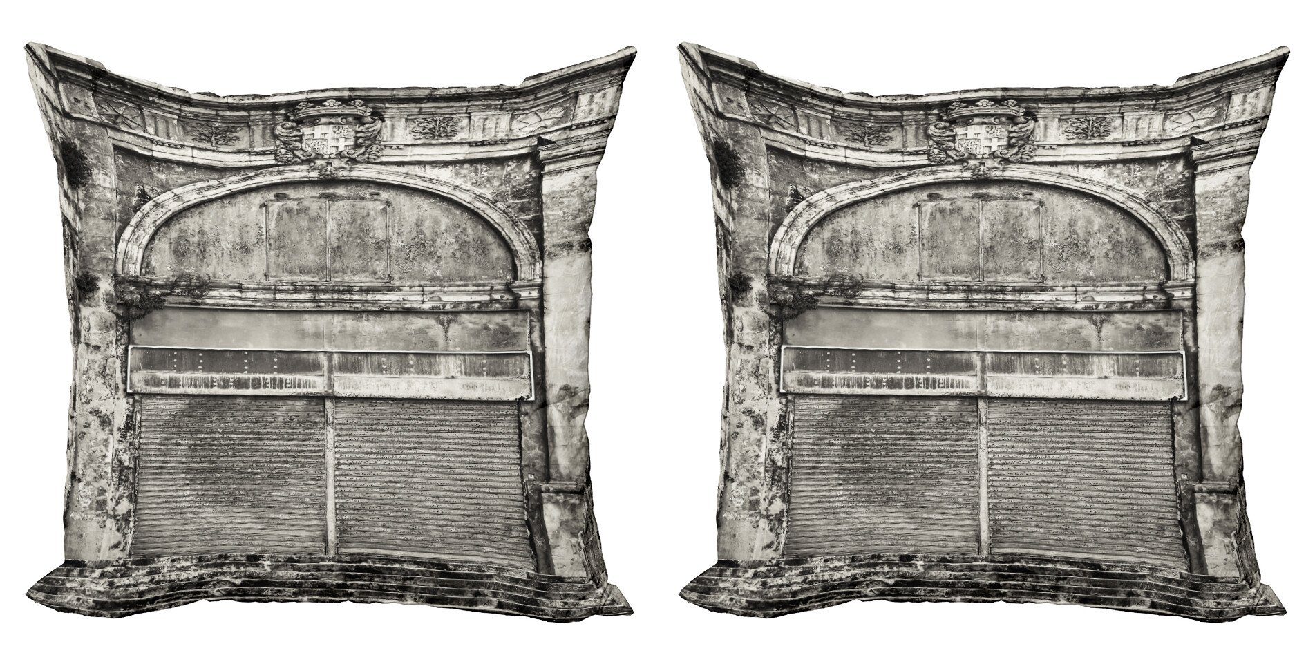 Kissenbezüge Modern Accent Doppelseitiger Digitaldruck, Abakuhaus (2 Stück), Rustikal Historische alte Speicher-Front