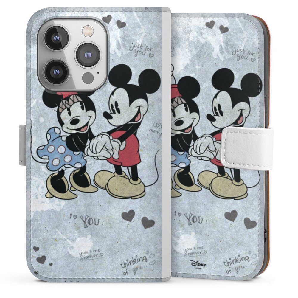 DeinDesign Handyhülle Disney Mickey & Minnie Mouse Vintage Mickey&Minnie In Love, Apple iPhone 14 Pro Hülle Handy Flip Case Wallet Cover