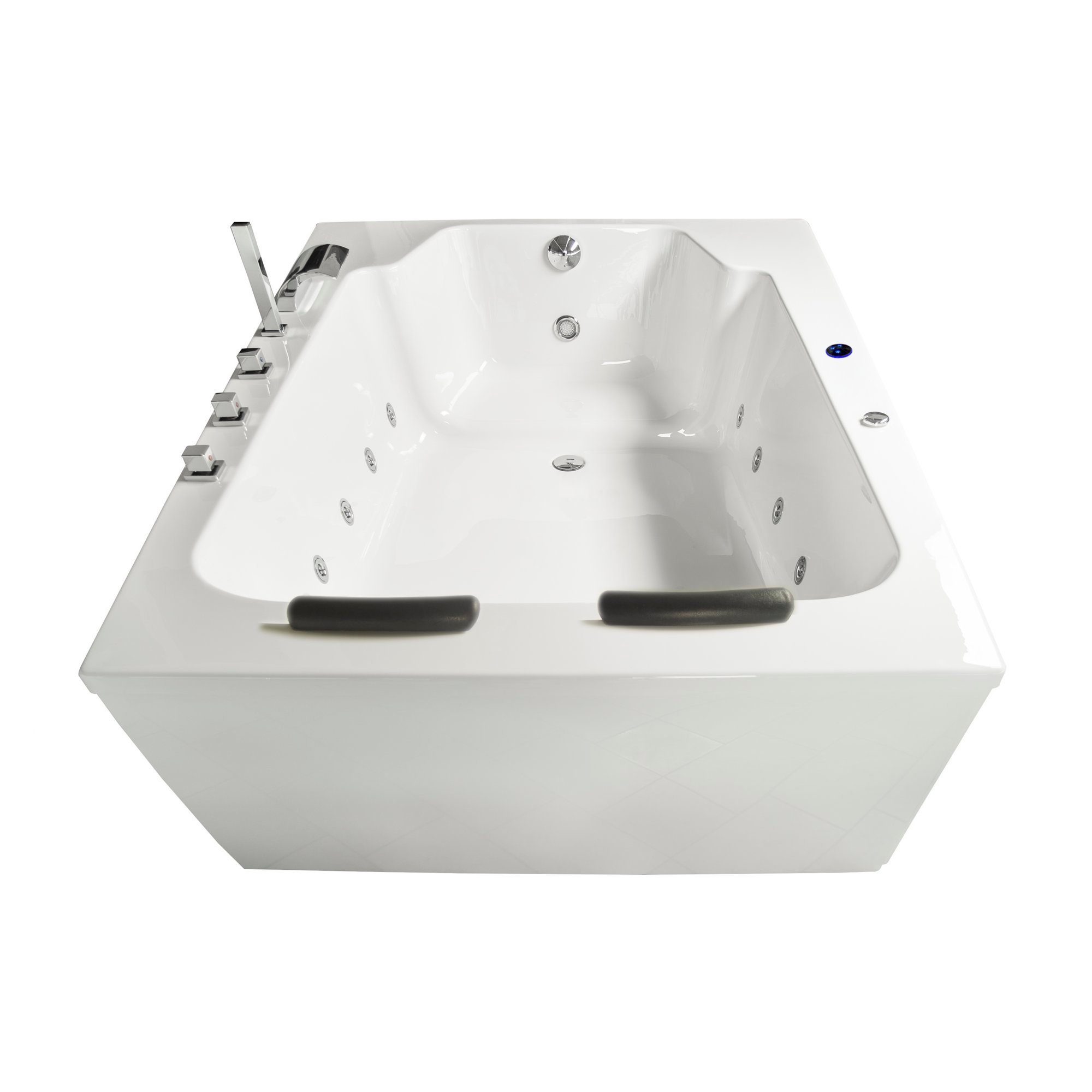 Basera® Whirlpool-Badewanne BASIC Indoor Whirlpool Badewanne XXL Milos 190 x 120 cm für 2 Personen, (Komplett-Set), mit 16 Massagedüsen, Wasserfall, LED