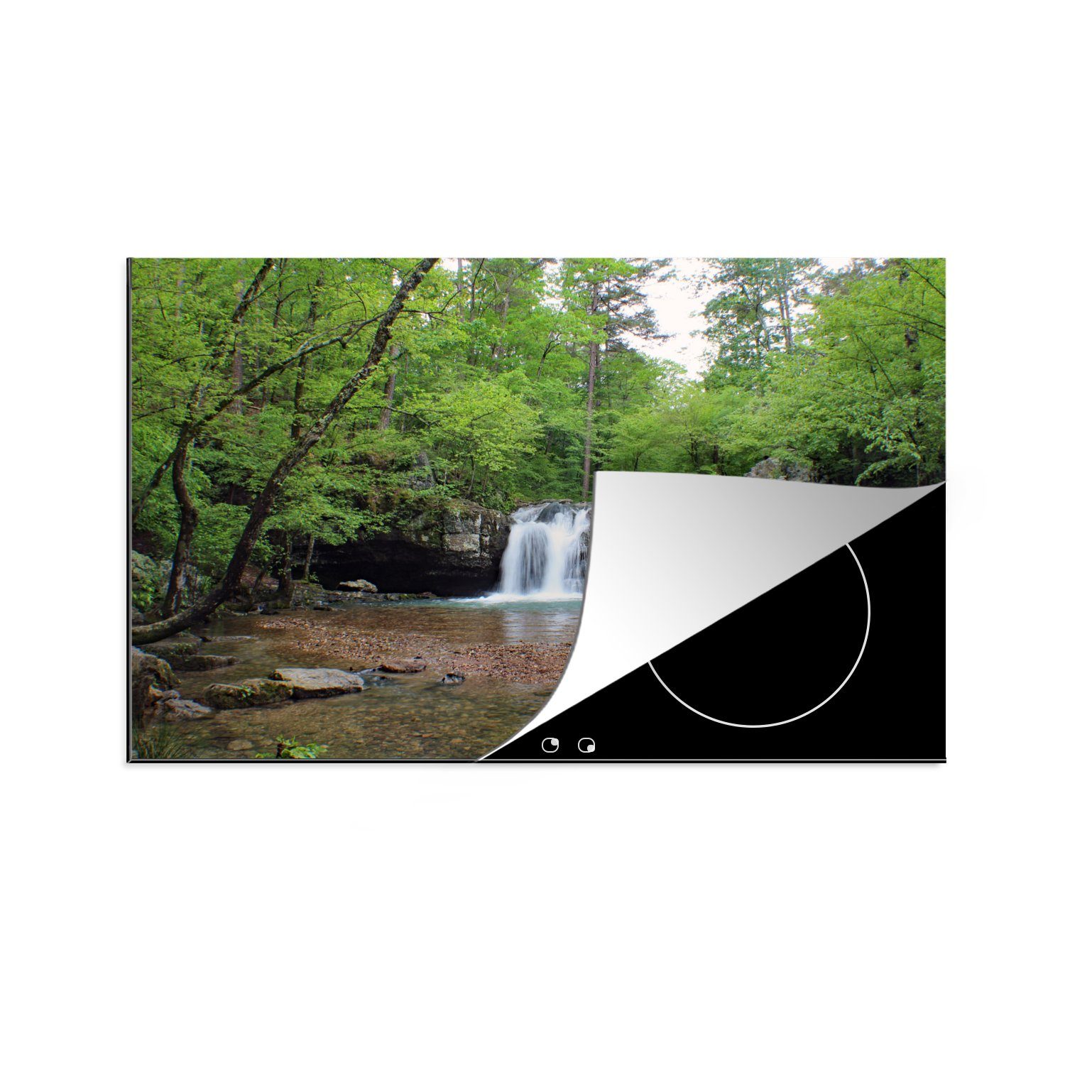 MuchoWow Herdblende-/Abdeckplatte Wasserfall in Arkansas, Vinyl, (1 tlg), 81x52 cm, Induktionskochfeld Schutz für die küche, Ceranfeldabdeckung