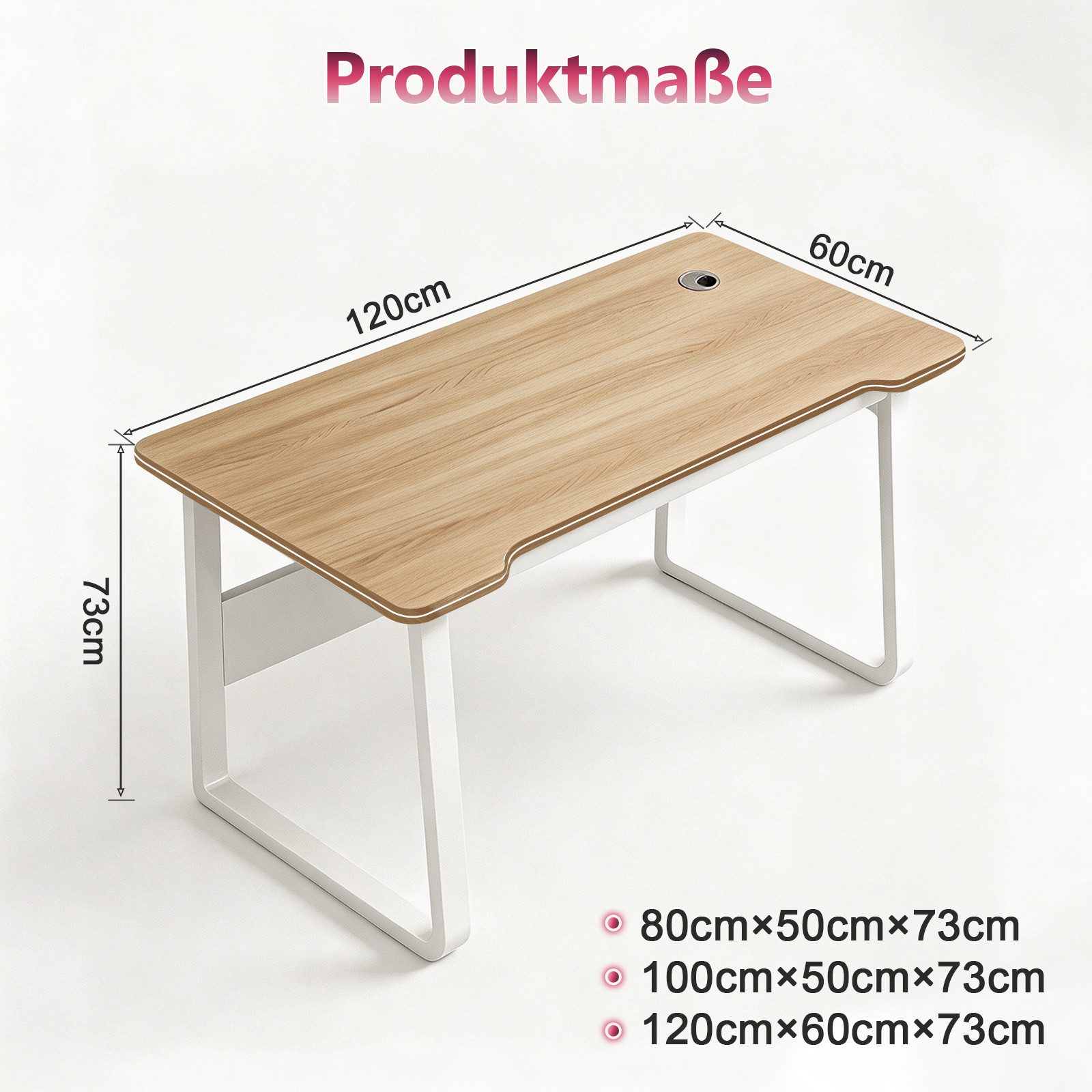 HDHNBA Computertisch moderner Schreibtisch aus Holzoptik‑Material, 80/100/120cm (1-St), für Zuhause und Büro, geeignet für Arbeit, Lernen und Gaming – Bild 2 von 5