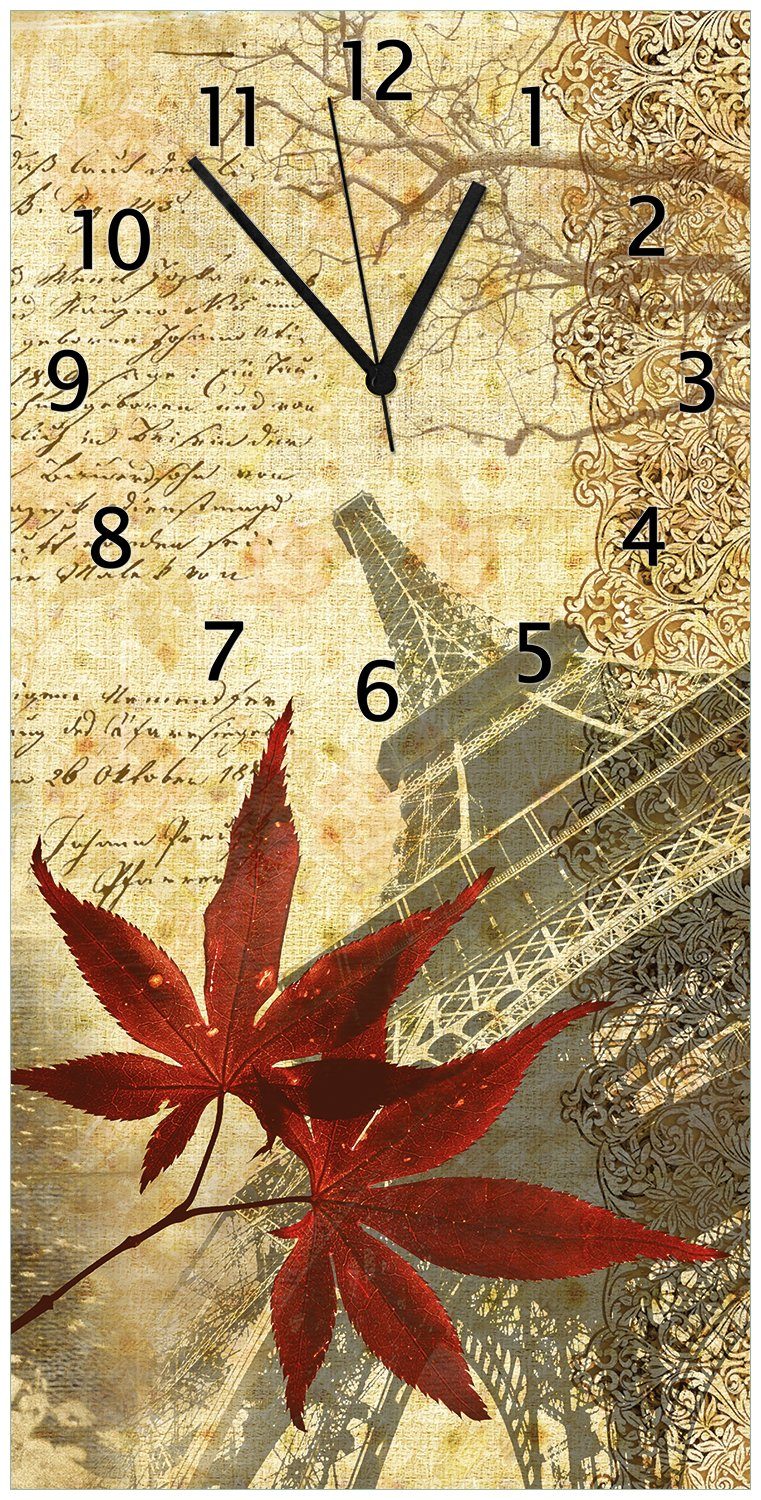 Wanduhr (Uhr Eiffelturm Herbst Design im - Wallario Paris aus Acryl)