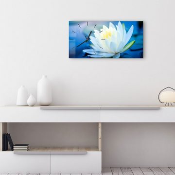 DEQORI Wanduhr 'Lotusblüte im Wasser' (Glas Glasuhr modern Wand Uhr Design Küchenuhr)