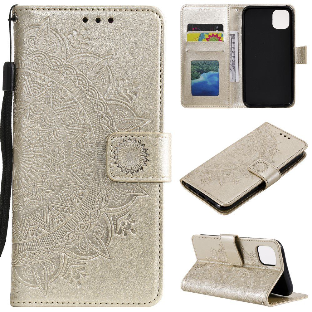 CoverKingz Handyhülle Hülle für Apple iPhone 12 Mini Handyhülle Flip Case Cover Tasche, Klapphülle Schutzhülle mit Kartenfach Schutztasche Motiv Mandala