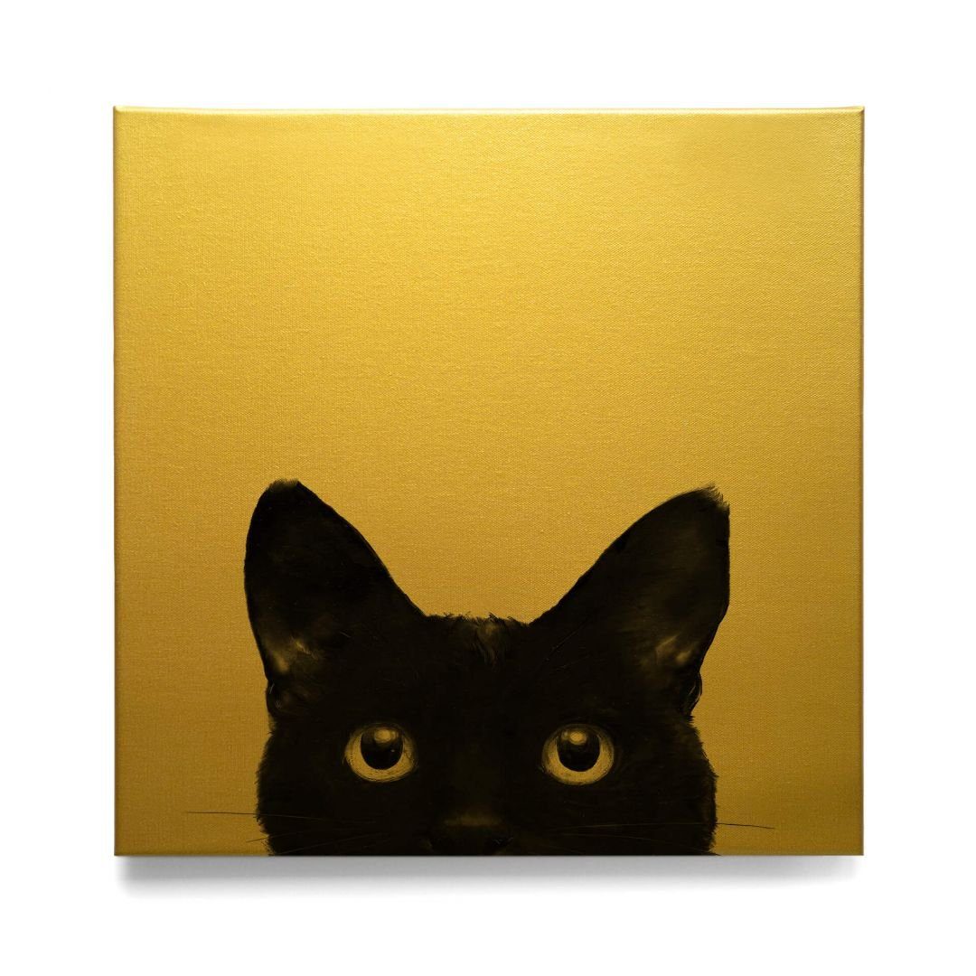 Katze K&L Wall yet, Wohnzimmer Wandbild Gold Leinwandbild awake Graves Are you Art Leinwandbild handmade Vintage