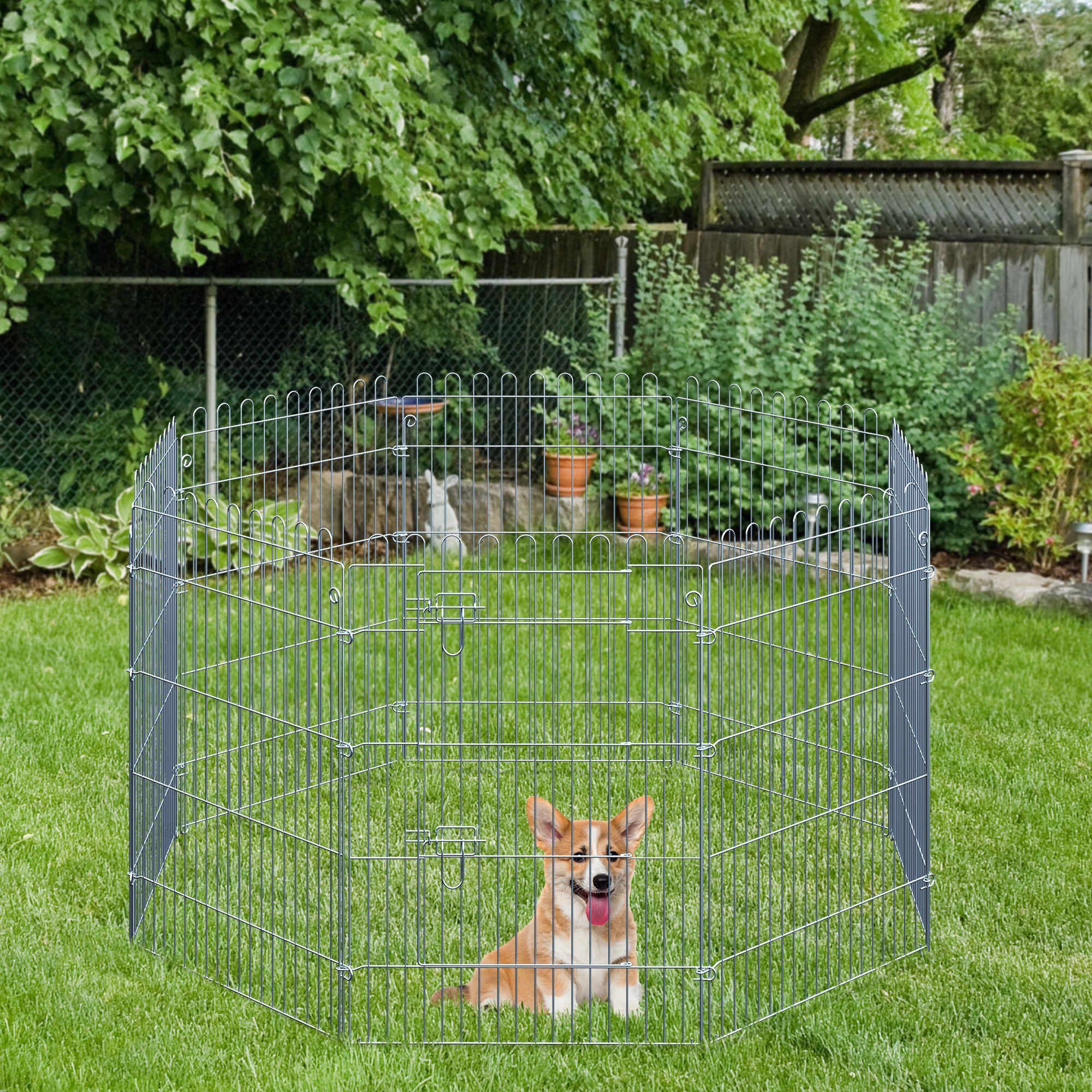 PawHut Freilaufgehege für Welpen 8-teiliges Laufstall Set 63x91 cm sicher stabil für Hunde & Haustiere   Aosom.de von PawHut