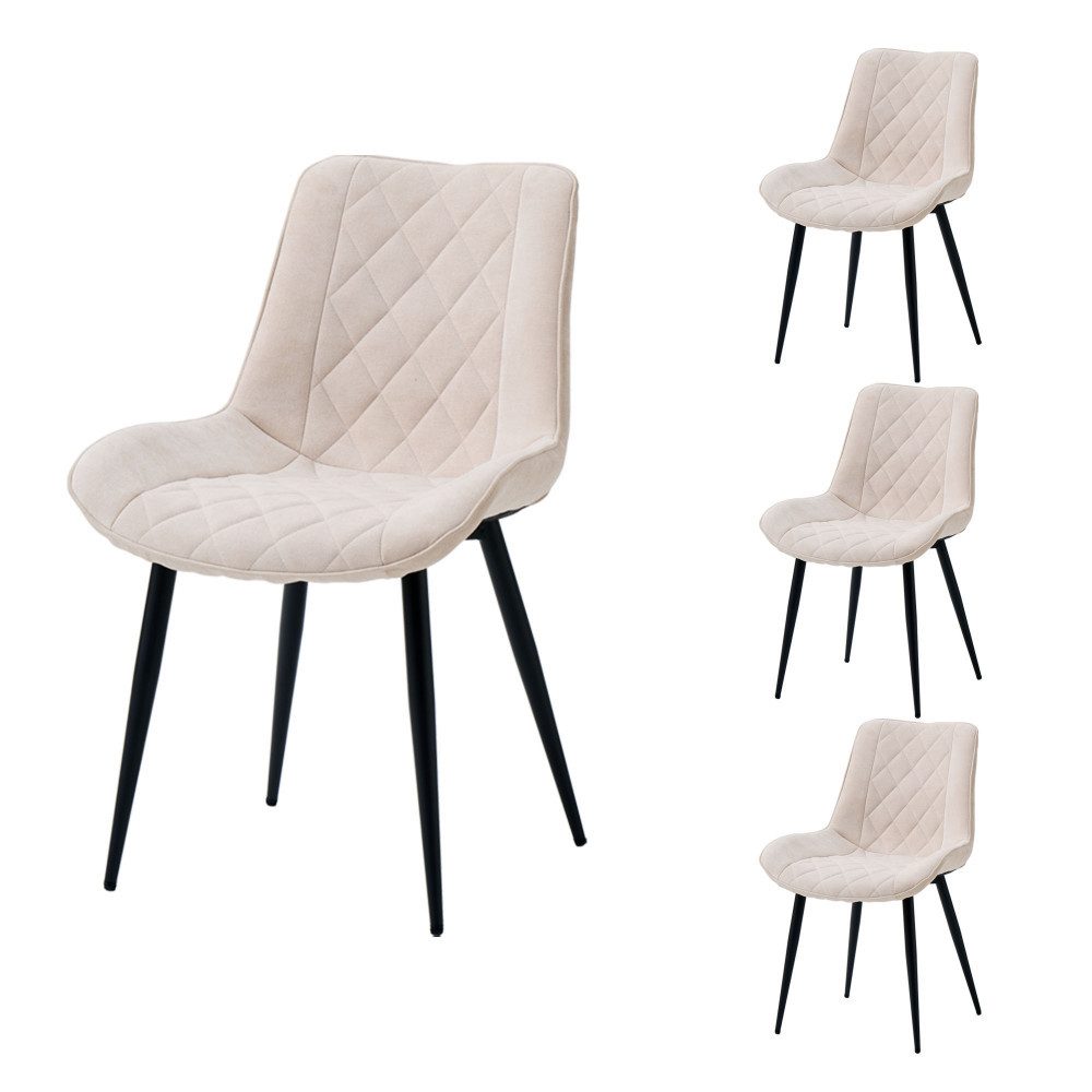 PPkrimnel Polsterstuhl bequemer Chenille-Esszimmerstuhl, Wohnzimmerstuhl mit Metallrahmen (4 St), ergonomischer Stuhl mit weicher Polsterung, 4er-Set