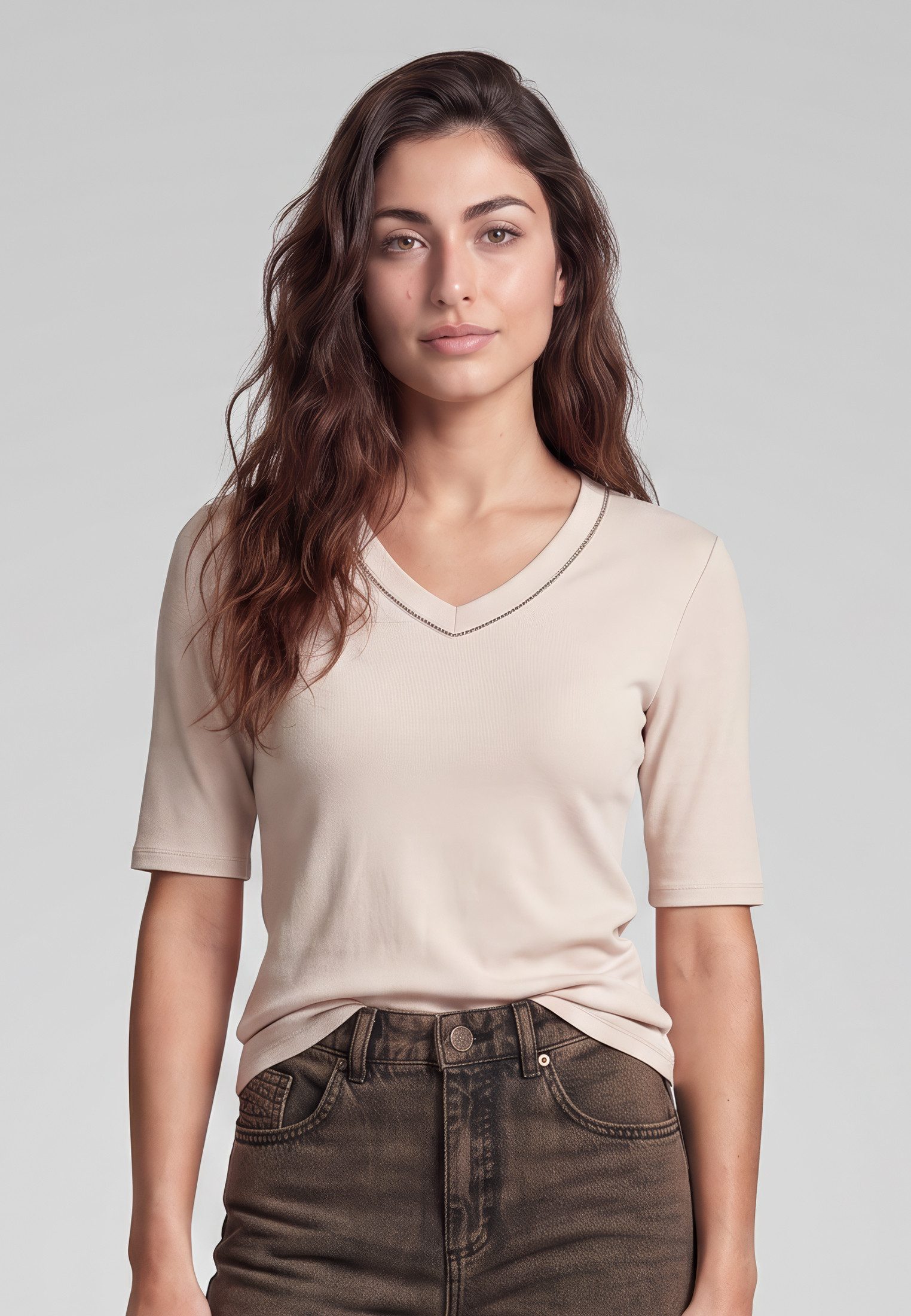 MARC AUREL Shirtbluse mit Schmuckkante