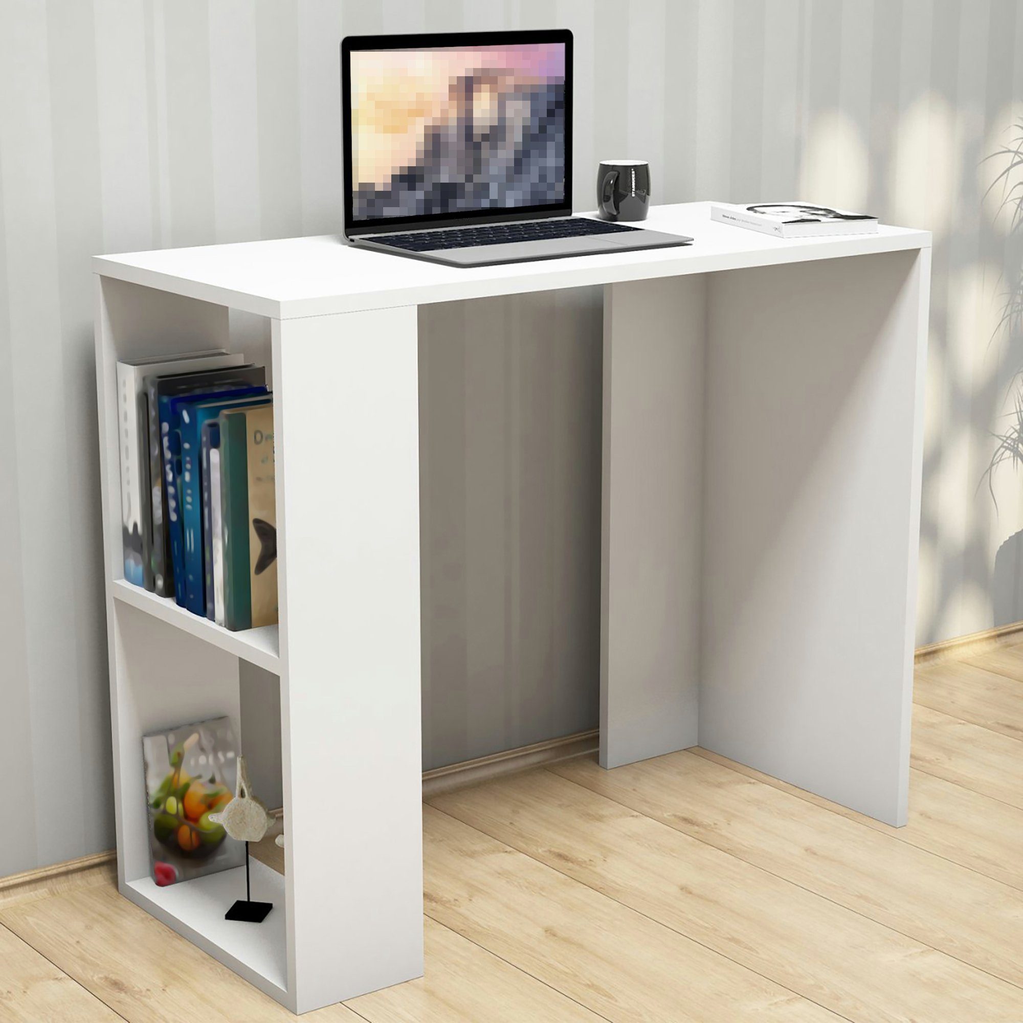x Weiß 40 Schreibtisch, 2 »Aars« Ablagen x en.casa mit 90 cm Computertisch 75