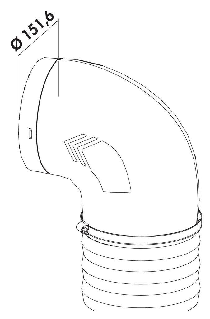 Thumbnail - Naber Montagezubehör Dunstabzugshaube COMPAIR PRIME flow® P-RBVX 150 Rohrbogen 90° mit Flexkanal 500 mm