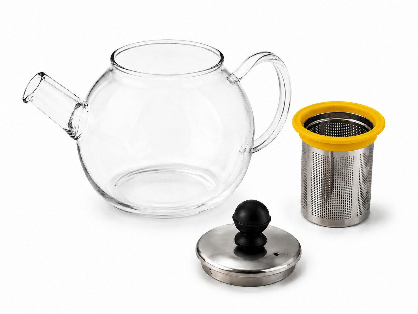 Rungassi Teekanne Glas Teekanne 750 ml mit Glasfilter & Deckel Elegante Teezubereitung, (Set bestehend aus Kanne mit Glasfilter und Deckel)