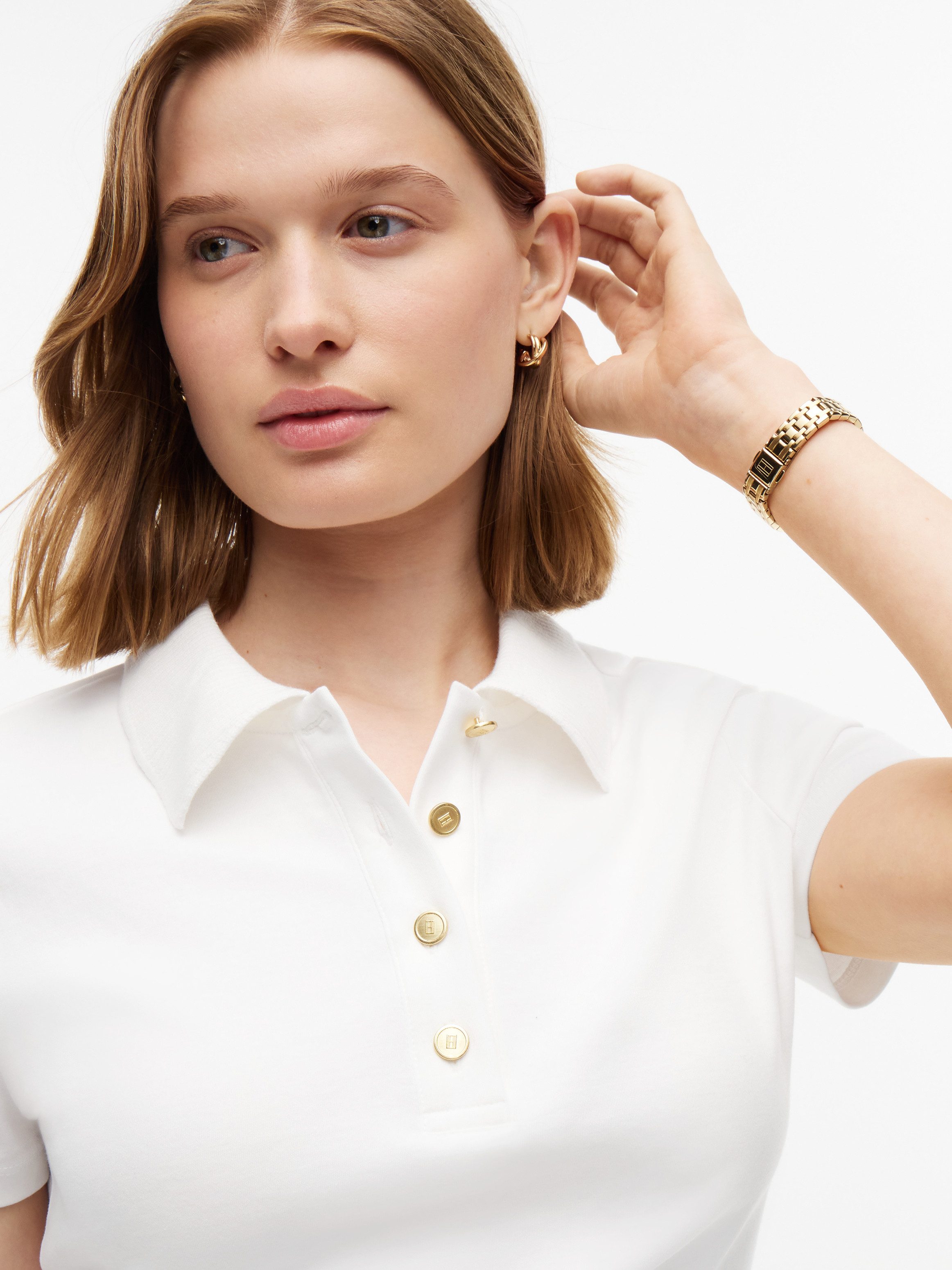 Tommy Hilfiger Poloshirt GOLD BUTTON REG S/S POLO Baumwolle